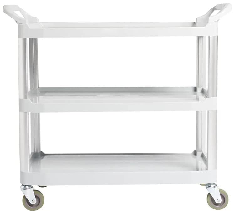 Amazon Basics 3-Tier Rolling Utility Cart, Commercial Grade, 400 lbs Loading Capacity, Portable Mobile Shelving, Gray