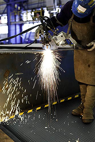 M+A Matting Hog Heaven Industrial-Grade Anti-Fatigue Mat | OSHA Yellow Striped Border | Welding Safe, Slip Resistant, Grease/Oil Proof, Ergonomic 7/8-inch Mat (Black, 2' x 3')