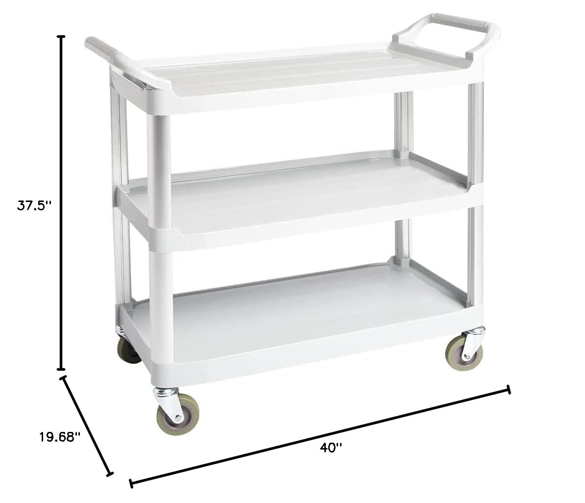Amazon Basics 3-Tier Rolling Utility Cart, Commercial Grade, 400 lbs Loading Capacity, Portable Mobile Shelving, Gray