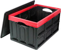 GUOZI 30 Liter Collapsible Storage Bin with Lid, Durable Plastic Folding Storage Crate, Stackable Storage Box Organizer Container for Keepsake Toy Photos Office Nursery Wardrobe Bookshelf etc.
