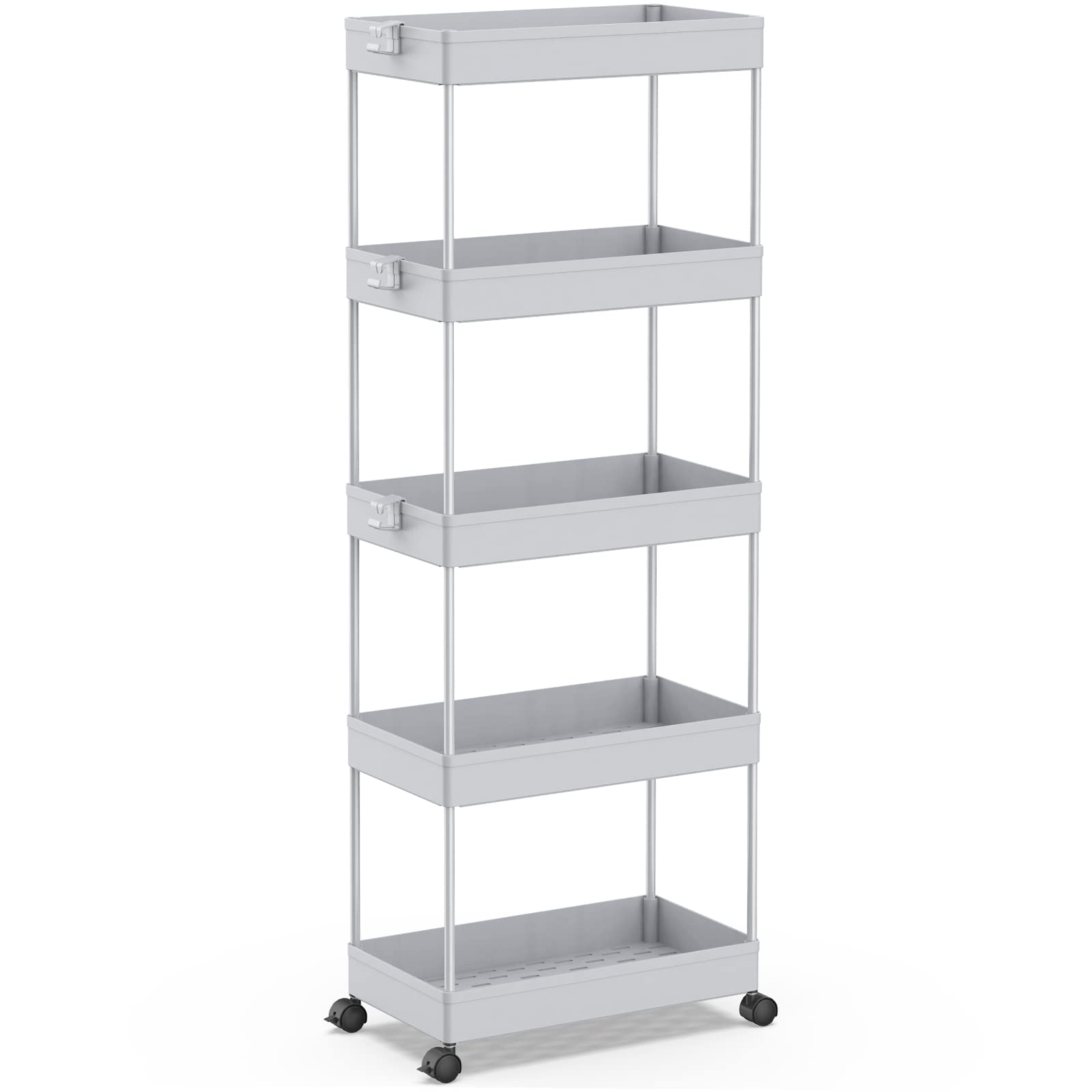 SPACEKEEPER Rolling Storage Cart 3 Tier Bathroom Cart Organizers with Wheels Laundry Room Organization Mobile Shelving Unit Utility Cart Storage Shelves Multi-Functional for Office, Home, Black
