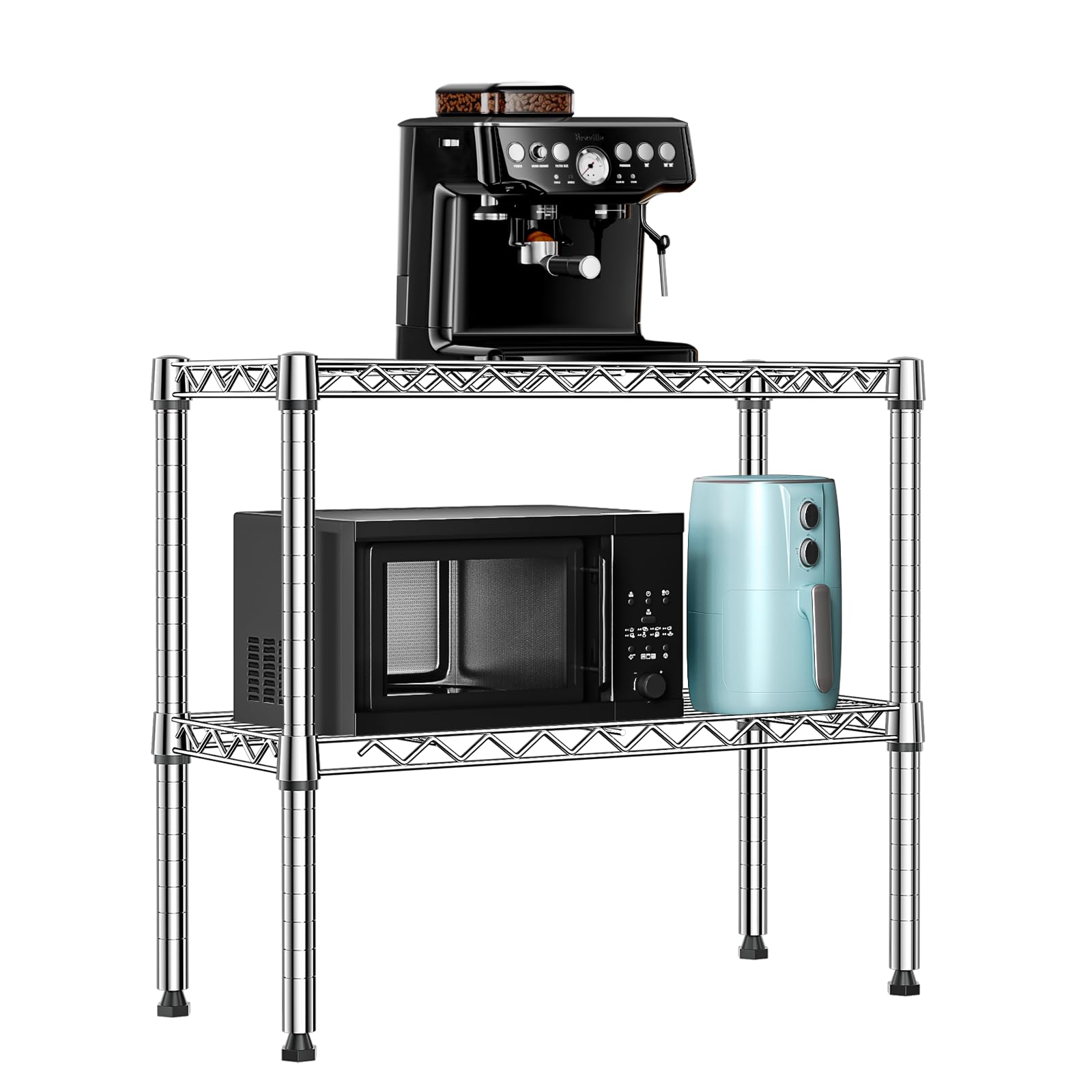 M MZG 5-Shelf Storage Shelves,Wire Shelving Heavy Duty Metal Storage Shelving Unit Adjustable Garage Shelving Rack Pantry Kitchen (Chrome, 4 Tier,15.8" D x 45.3" W x 59.4" H)