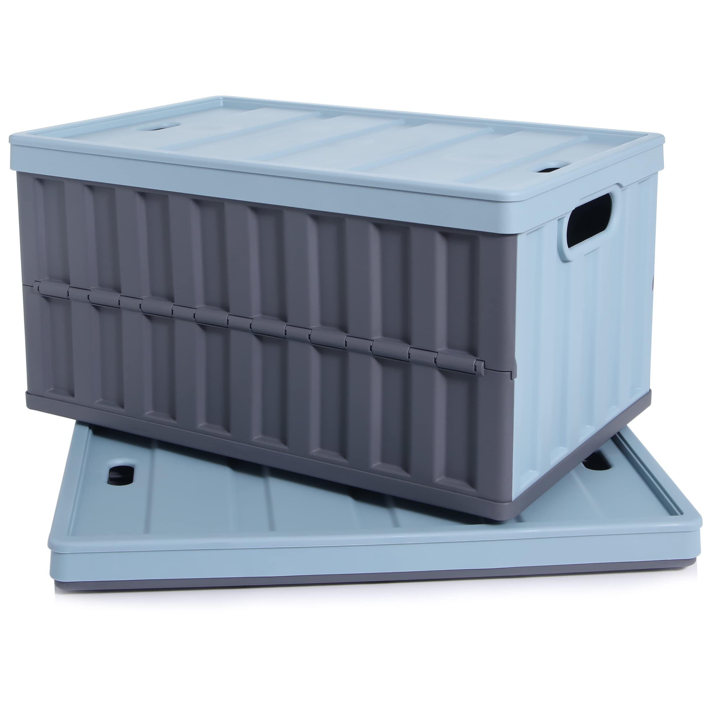 Citylife 64L Collapsible Storage Bins with Lids Plastic Storage Containers for Organizing Stackable Storage Box Large Heavy Duty Utility Crates, 2 Packs