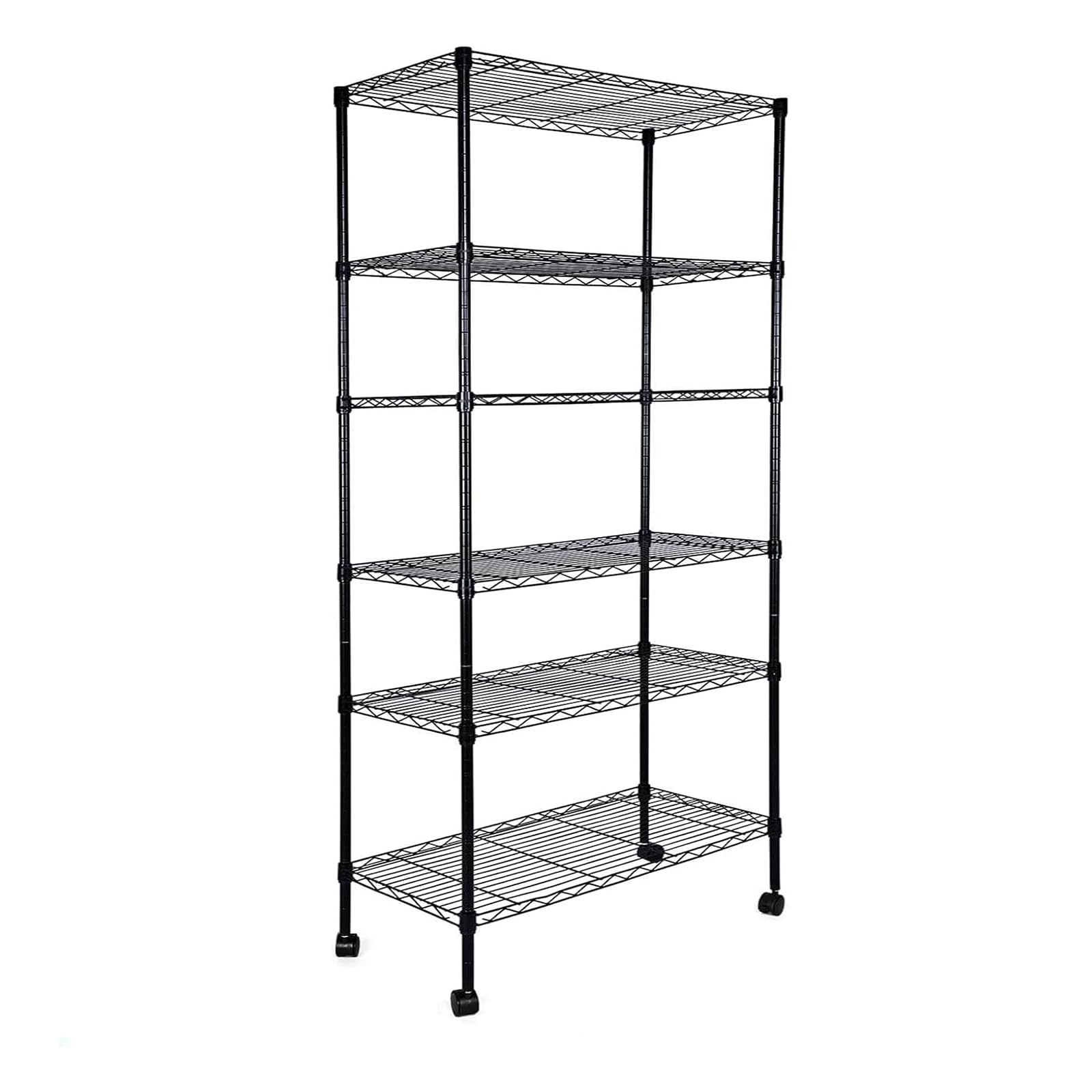 Simple Deluxe Heavy Duty 5-Shelf Storage Shelving Unit, 1250lbs Loading Capacity, 29.92" D x 13.98" W x 61.09" H, Black