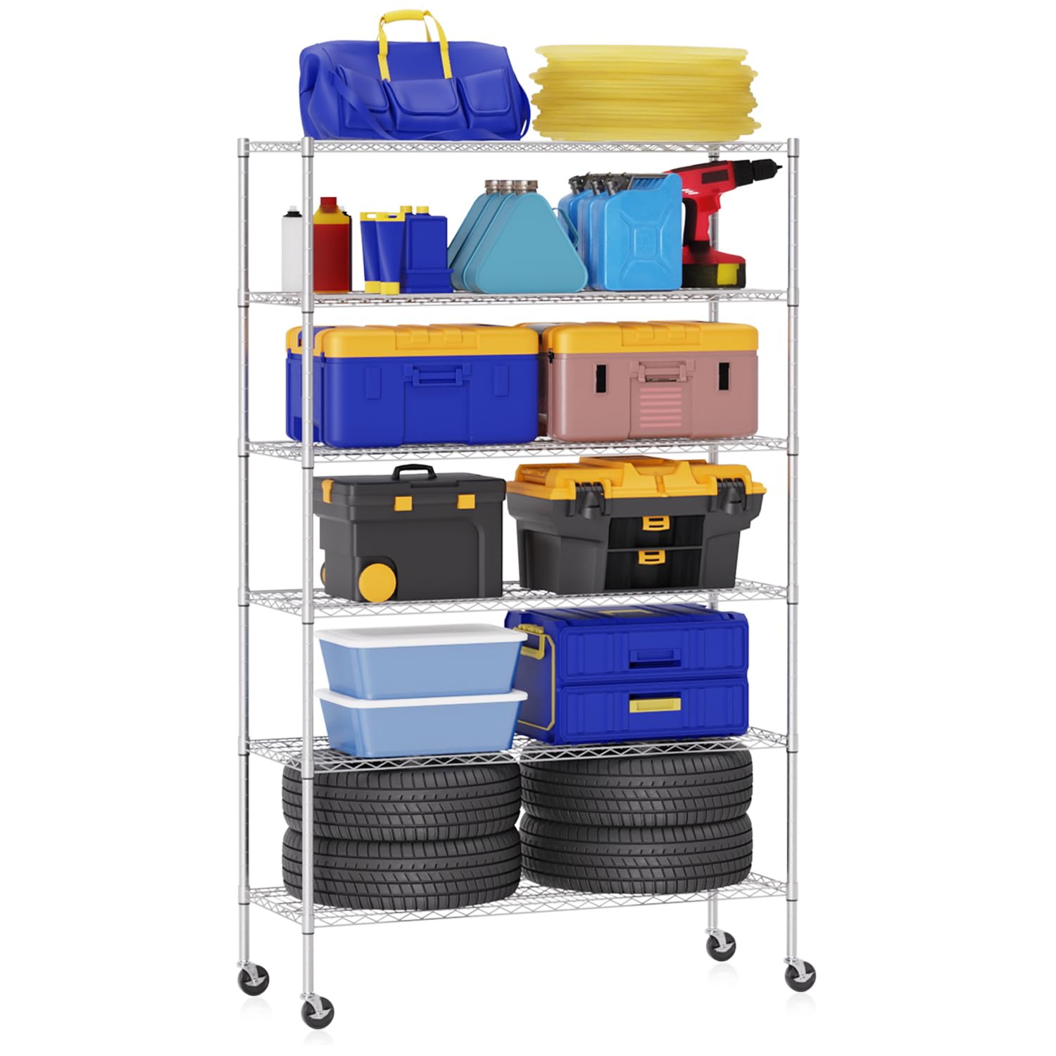 BestOffice | 4-Tier Wire Storage Shelves | 36x14x54 | Black | with Adjustable Racks | Heavy-Duty Metal Shelf, Holds Upto 1000 lbs | No-Tool Assembly | Ideal for Home & Garage Shelving