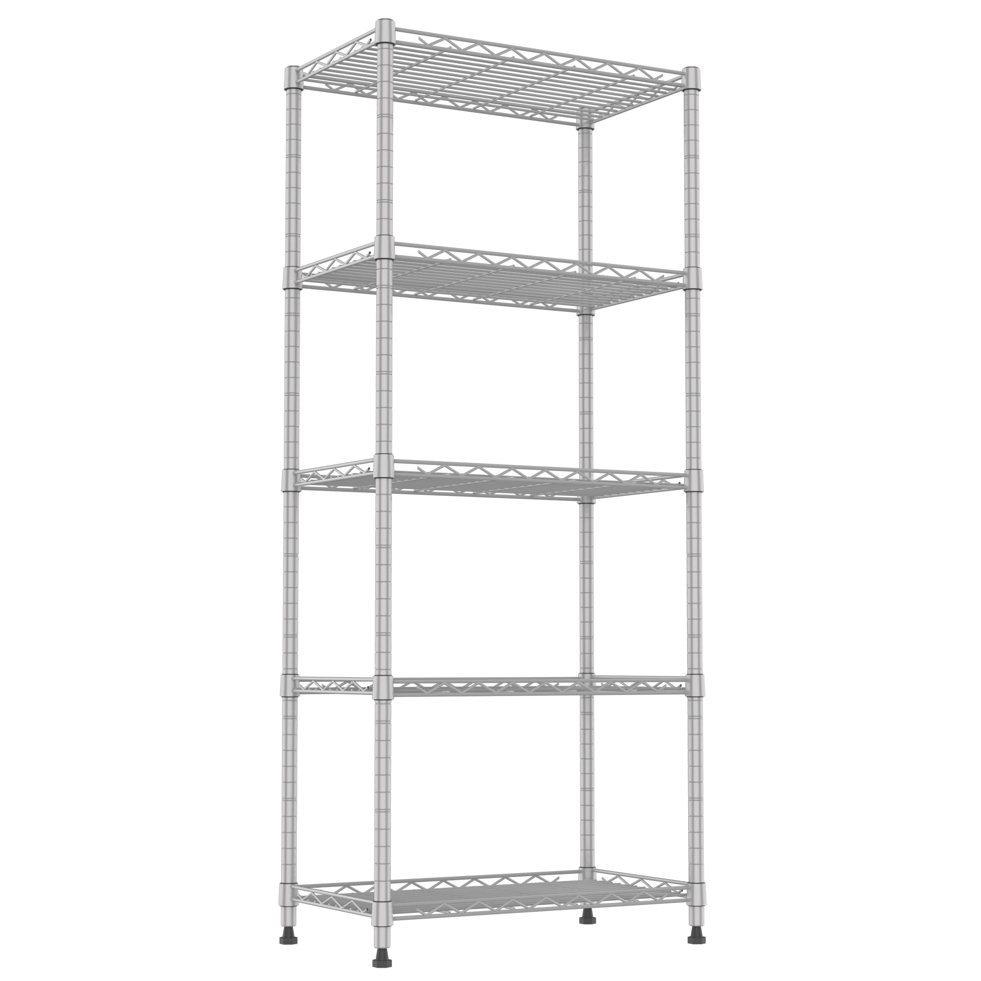 REGILLER 5-Wire Shelving Metal Storage Rack Adjustable Shelves,Standing Storage Shelf Units for Laundry Bathroom Kitchen Pantry Closet(White,11.8" D x 16.6" W x 53.5" H)