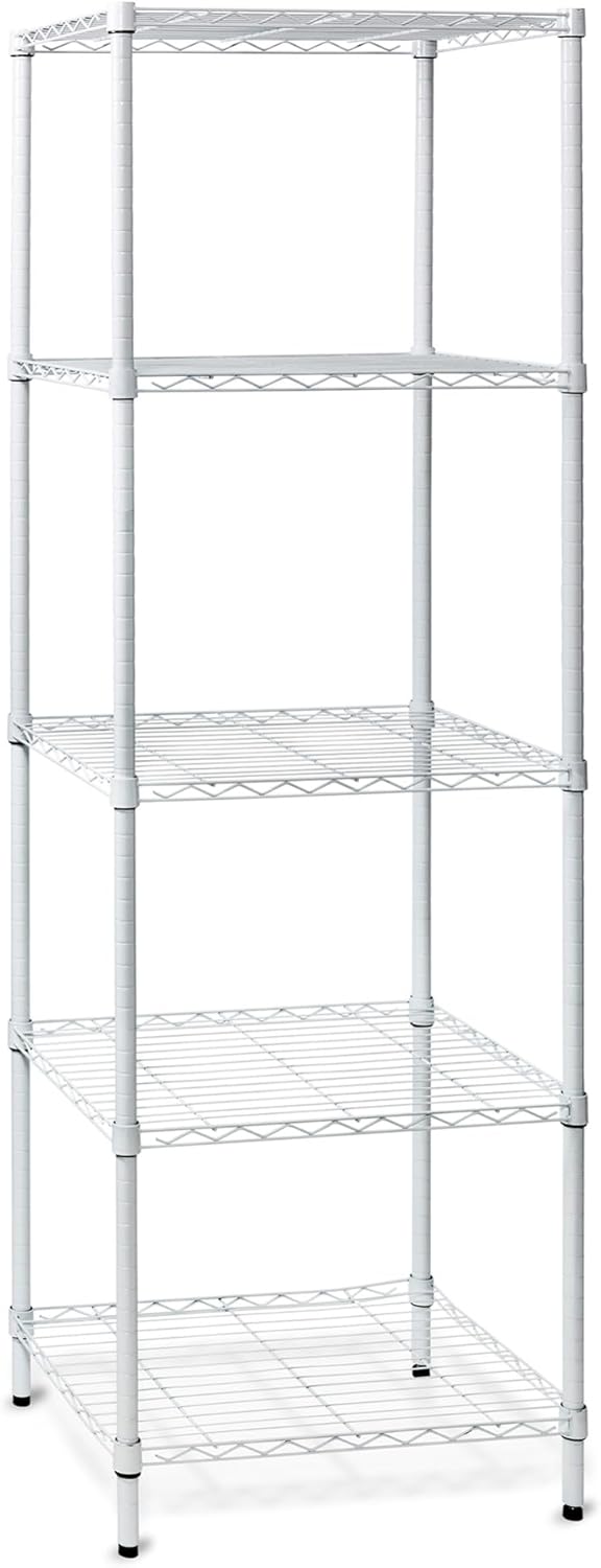 Honey-Can-Do 5-Tier Adjustable Shelving Unit, Chrome SHF-09685 Chrome, 1750lbs (350-lb Weight Capacity Per Shelf)