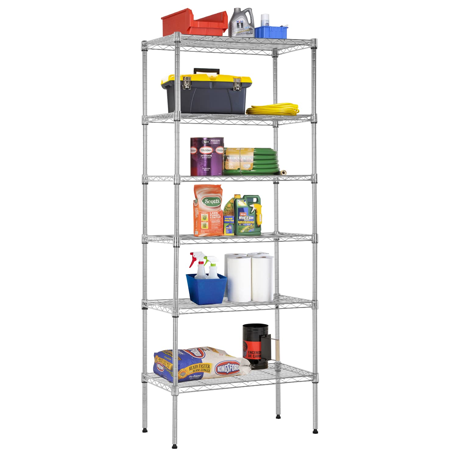 BestOffice | 4-Tier Wire Storage Shelves | 36x14x54 | Chrome | with Adjustable Racks | Heavy-Duty Metal Shelf, Holds Upto 1000 lbs | No-Tool Assembly | Ideal for Home & Garage Shelving
