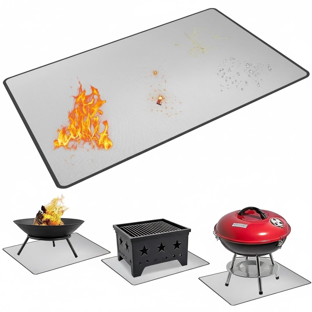 UBeesize Large 65 x 48 inches Under Grill Mat for Outdoor Grill,Double-Sided Fireproof Grill Pad for Fire Pit,Indoor Fireplace Mat Fire Pit Mat,Oil-Proof Waterproof BBQ Protector for Decks and Patios
