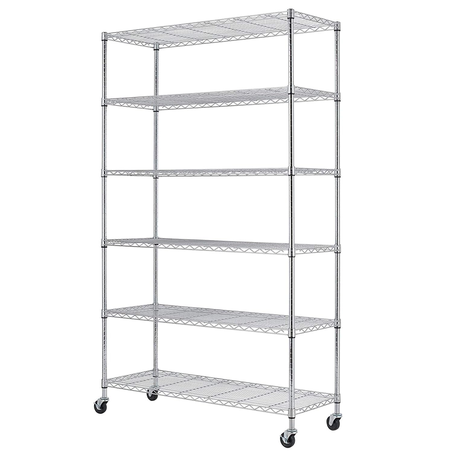 BestOffice | 4-Tier Wire Storage Shelves | 36x14x54 | Chrome | with Adjustable Racks | Heavy-Duty Metal Shelf, Holds Upto 1000 lbs | No-Tool Assembly | Ideal for Home & Garage Shelving