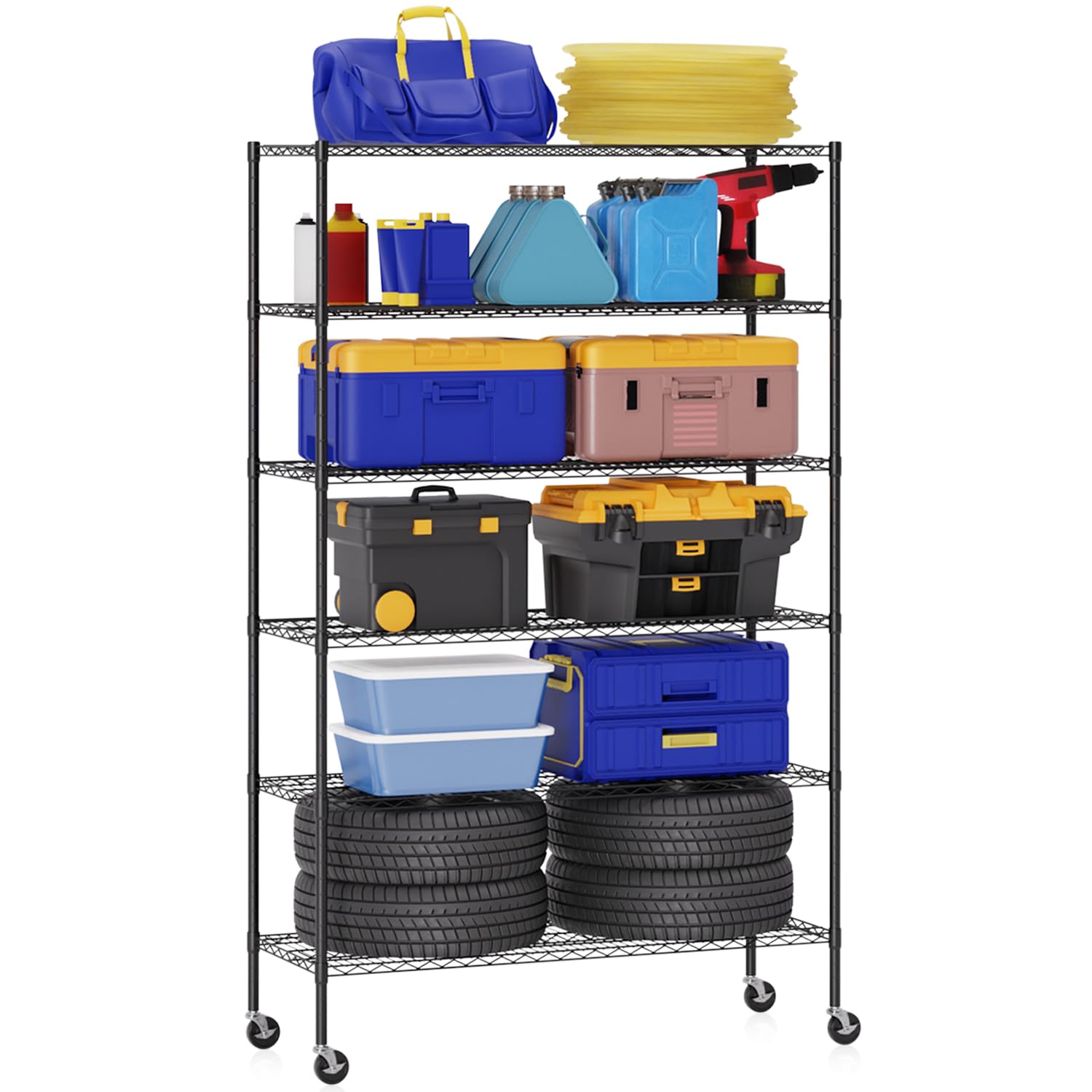 BestOffice | 4-Tier Wire Storage Shelves | 36x14x54 | Chrome | with Adjustable Racks | Heavy-Duty Metal Shelf, Holds Upto 1000 lbs | No-Tool Assembly | Ideal for Home & Garage Shelving