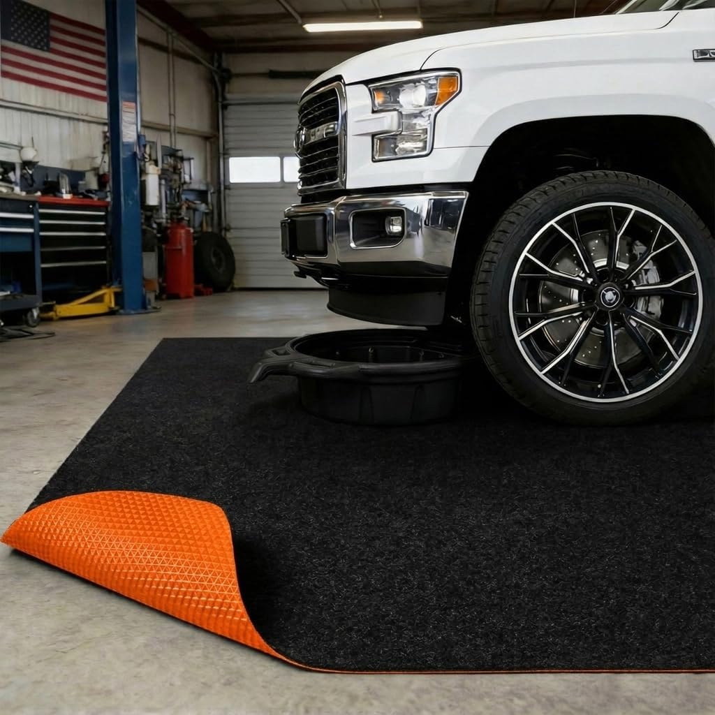 Golener Oil Spill Mat - 64”x32” Garage Floor Mat for Under Car, Rubber Floor Mats, Absorbent Oil Mat, Protect Floor from Spills & Stains, Waterproof, Reusable, Washable, Durable, Heavy Duty, Black