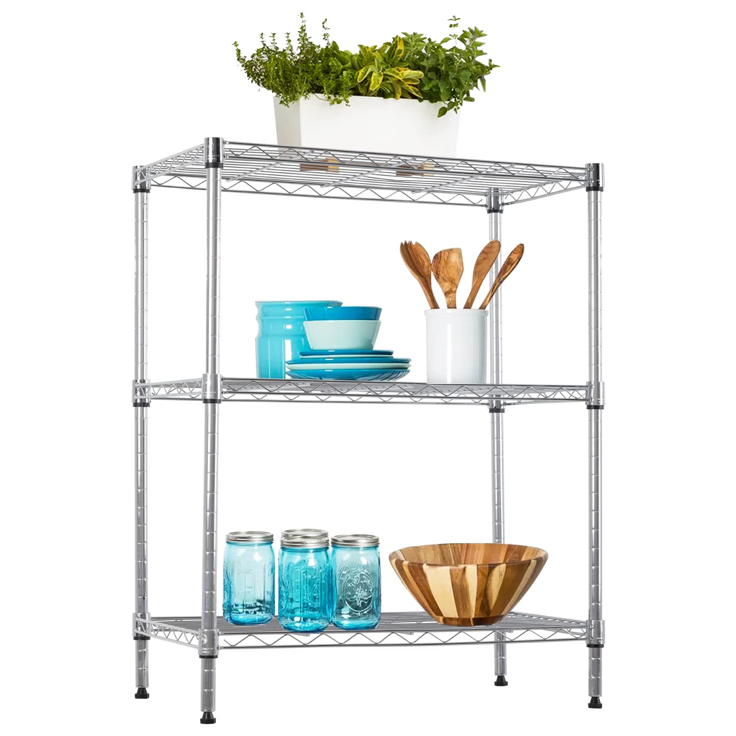 BestOffice | 4-Tier Wire Storage Shelves | 36x14x54 | Chrome | with Adjustable Racks | Heavy-Duty Metal Shelf, Holds Upto 1000 lbs | No-Tool Assembly | Ideal for Home & Garage Shelving