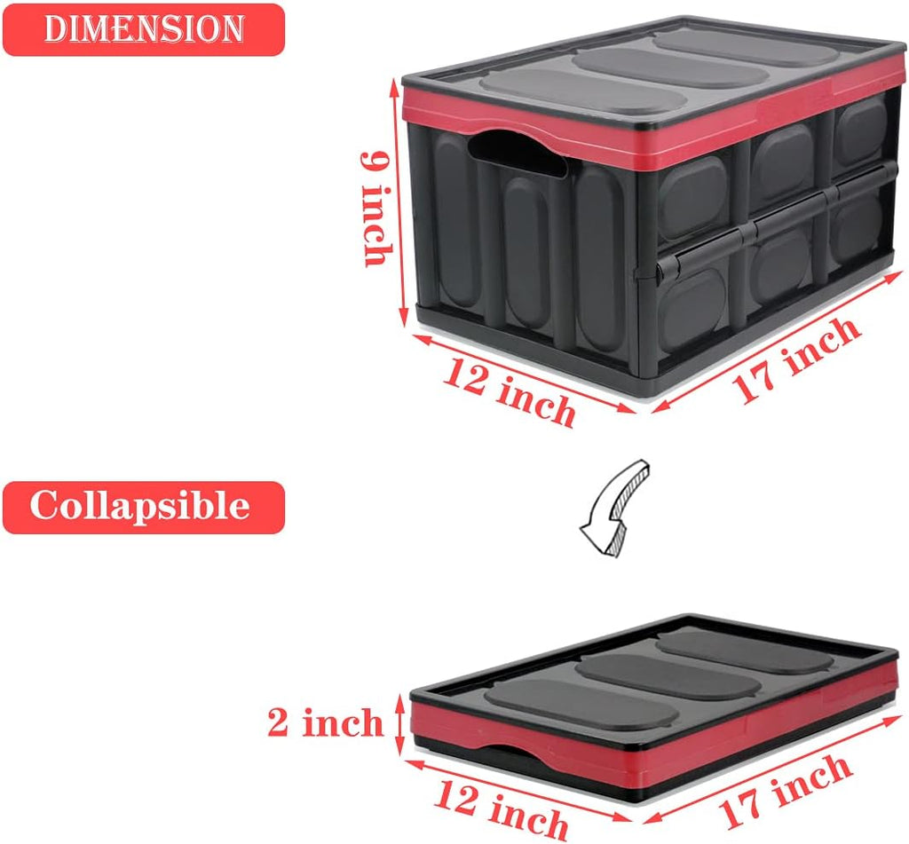 GUOZI 30 Liter Collapsible Storage Bin with Lid, Durable Plastic Folding Storage Crate, Stackable Storage Box Organizer Container for Keepsake Toy Photos Office Nursery Wardrobe Bookshelf etc.