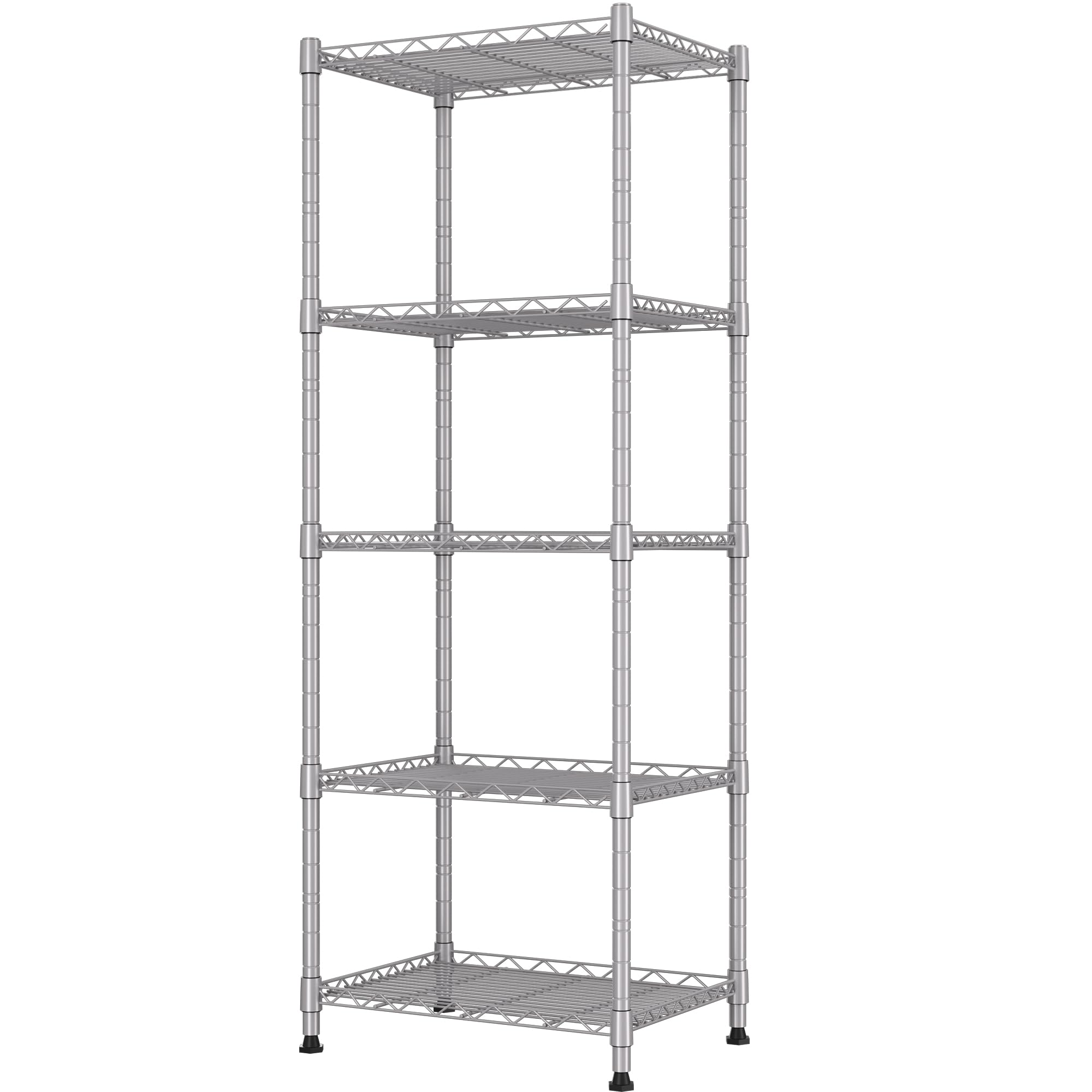 REGILLER 5-Wire Shelving Metal Storage Rack Adjustable Shelves,Standing Storage Shelf Units for Laundry Bathroom Kitchen Pantry Closet(White,11.8" D x 16.6" W x 53.5" H)
