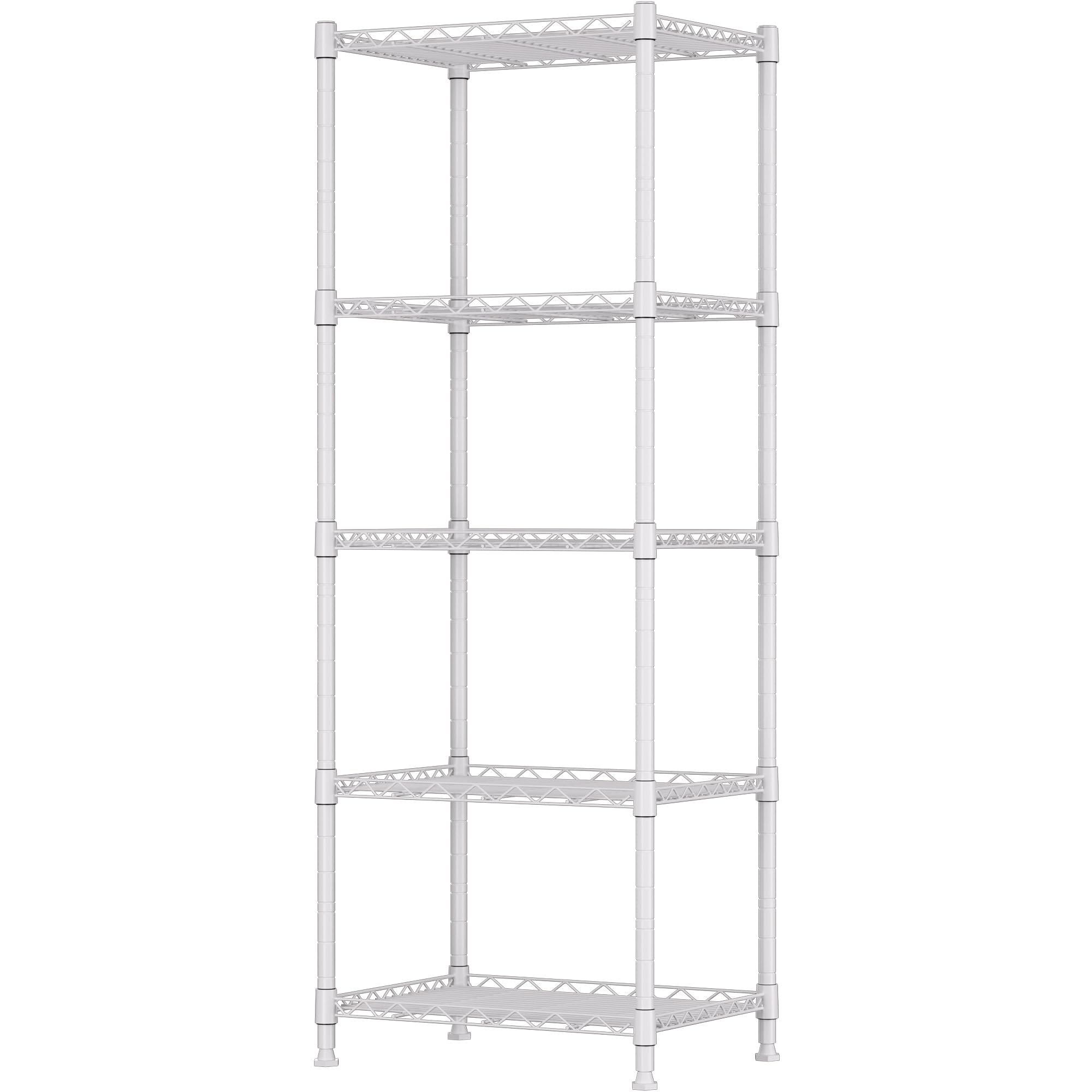 REGILLER 5-Wire Shelving Metal Storage Rack Adjustable Shelves,Standing Storage Shelf Units for Laundry Bathroom Kitchen Pantry Closet(White,11.8" D x 16.6" W x 53.5" H)