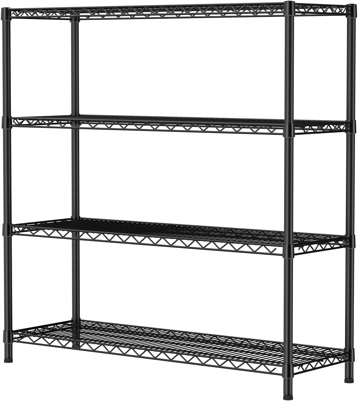 SINGAYE 4 Shelves Adjustable Shelf Heavy Duty Shelves 1400LBS Wire Storage Shelving Metal Organizer Wire Rack Black 18" D X 46" W X 59" H