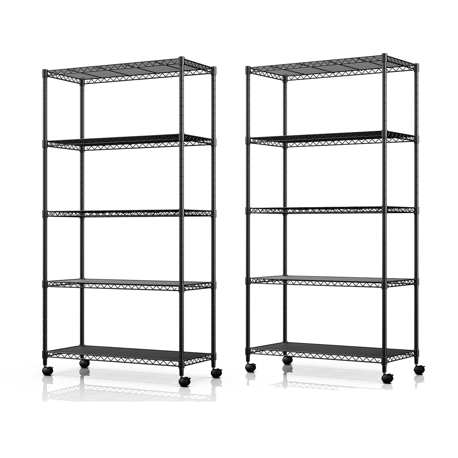 Simple Deluxe Heavy Duty 5-Shelf Storage Shelving Unit, 1250lbs Loading Capacity, 29.92" D x 13.98" W x 61.09" H, Black