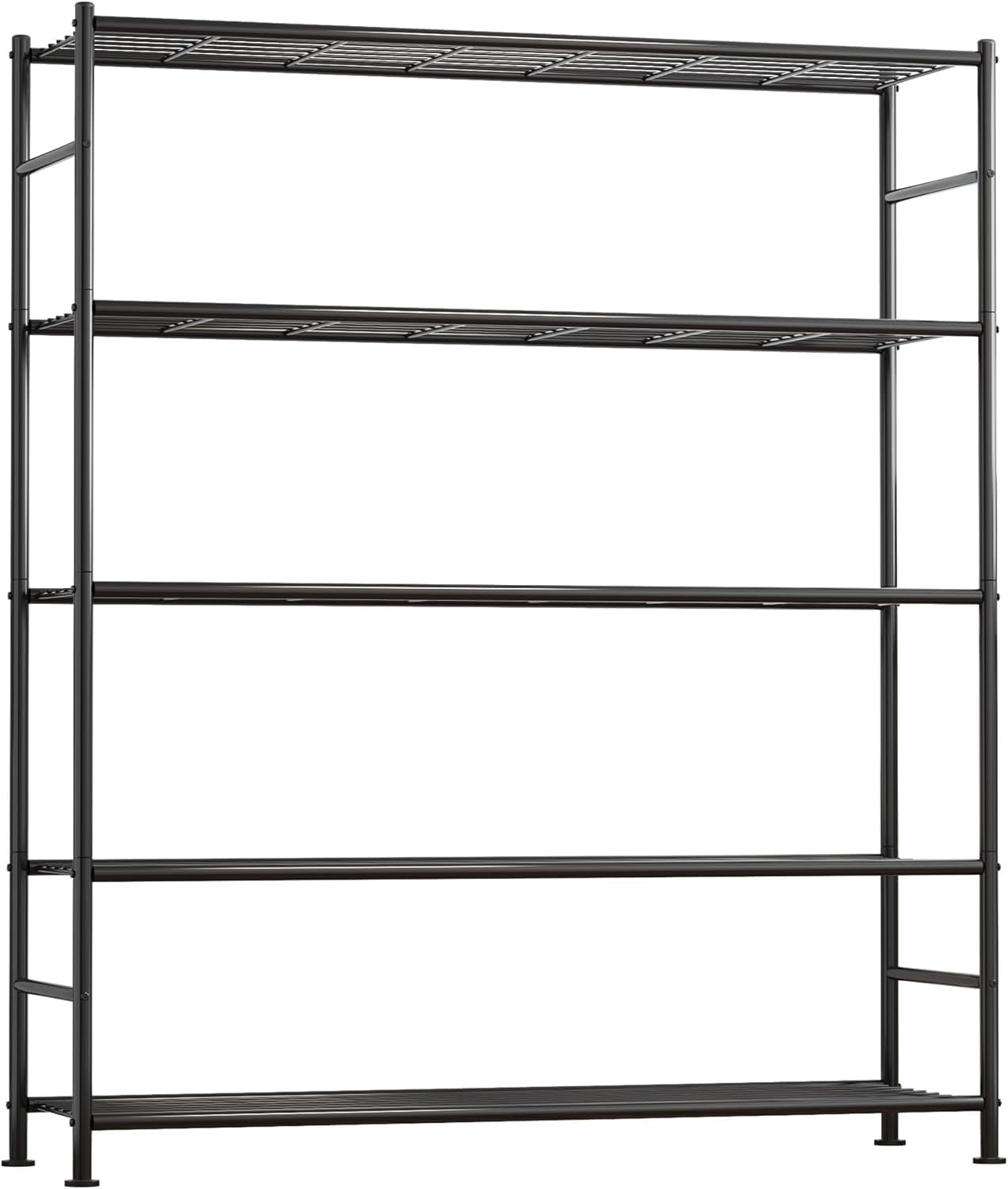 Sakugi Storage Shelves - 5 Tier Shelf Organizer, Heavy Duty Garage Shelving Unit with Leveling Feet, Stable Metal Shelves Organizer for Pantry, Kitchen and Closet, 33.0" W x 12.6" D x 72.0" H, Black