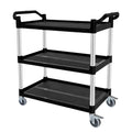 Plastic Utility Carts with Wheels, 3-Tier Rolling Service Cart, 300 lbs Heavy Duty Capacity with 4 inch Silent Casters(2 Lockable), for Home, Office, Restaurant, Warehouse.31.5"× 16" × 38"