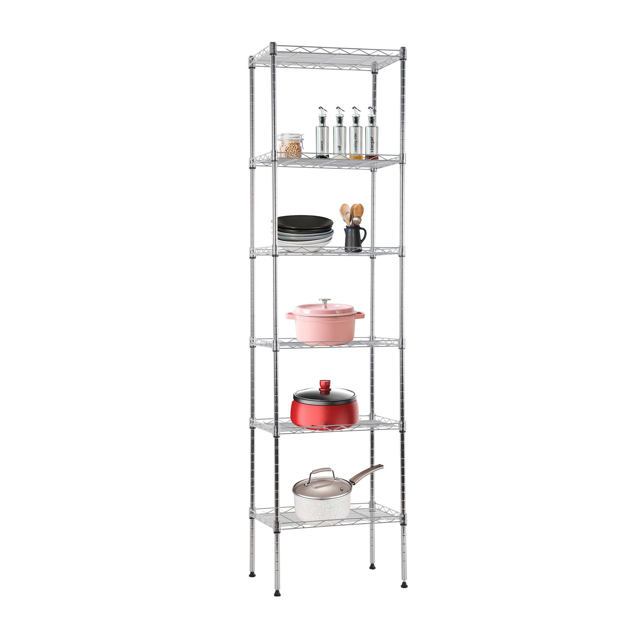 BestOffice | 4-Tier Wire Storage Shelves | 36x14x54 | Chrome | with Adjustable Racks | Heavy-Duty Metal Shelf, Holds Upto 1000 lbs | No-Tool Assembly | Ideal for Home & Garage Shelving