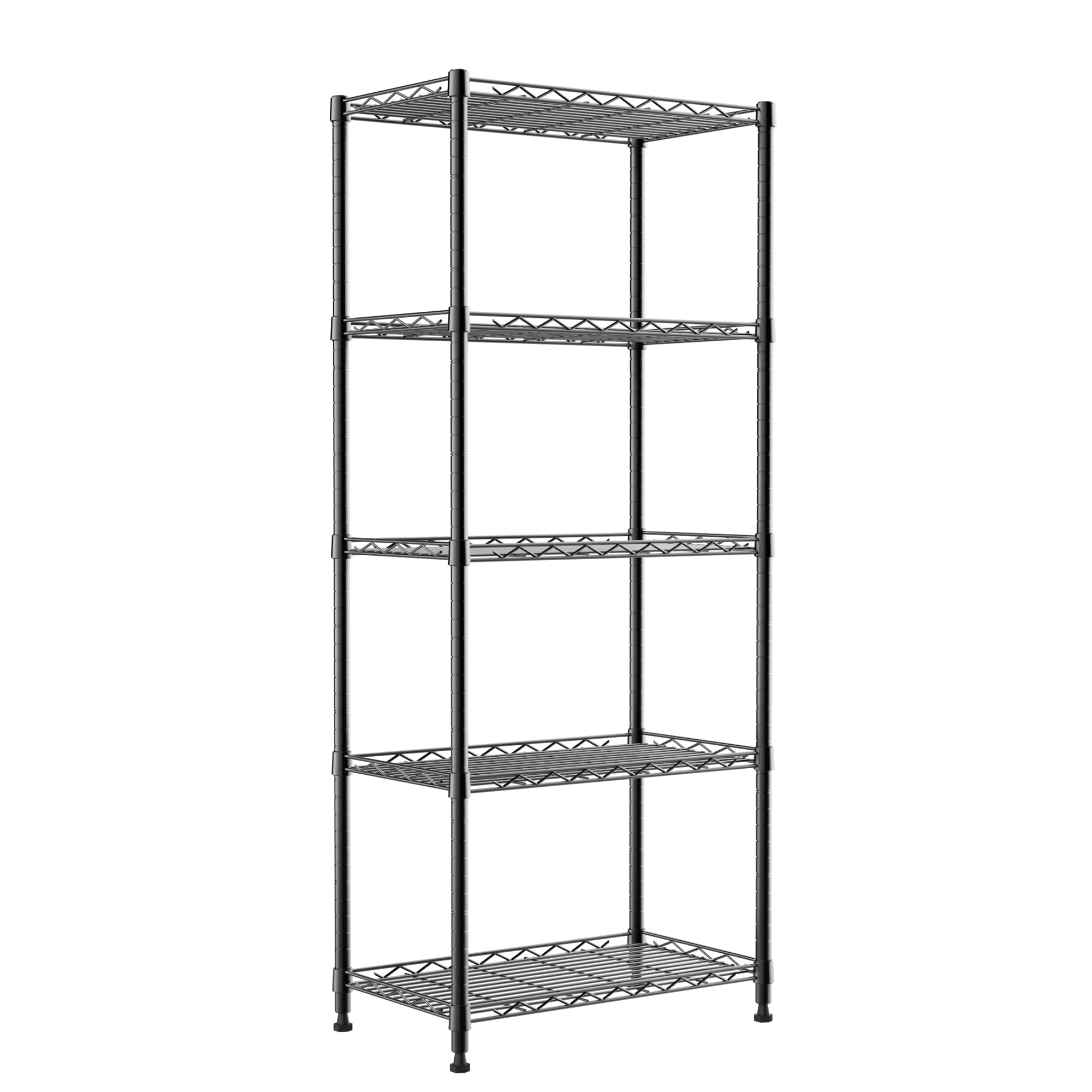 REGILLER 5-Wire Shelving Metal Storage Rack Adjustable Shelves,Standing Storage Shelf Units for Laundry Bathroom Kitchen Pantry Closet(White,11.8" D x 16.6" W x 53.5" H)