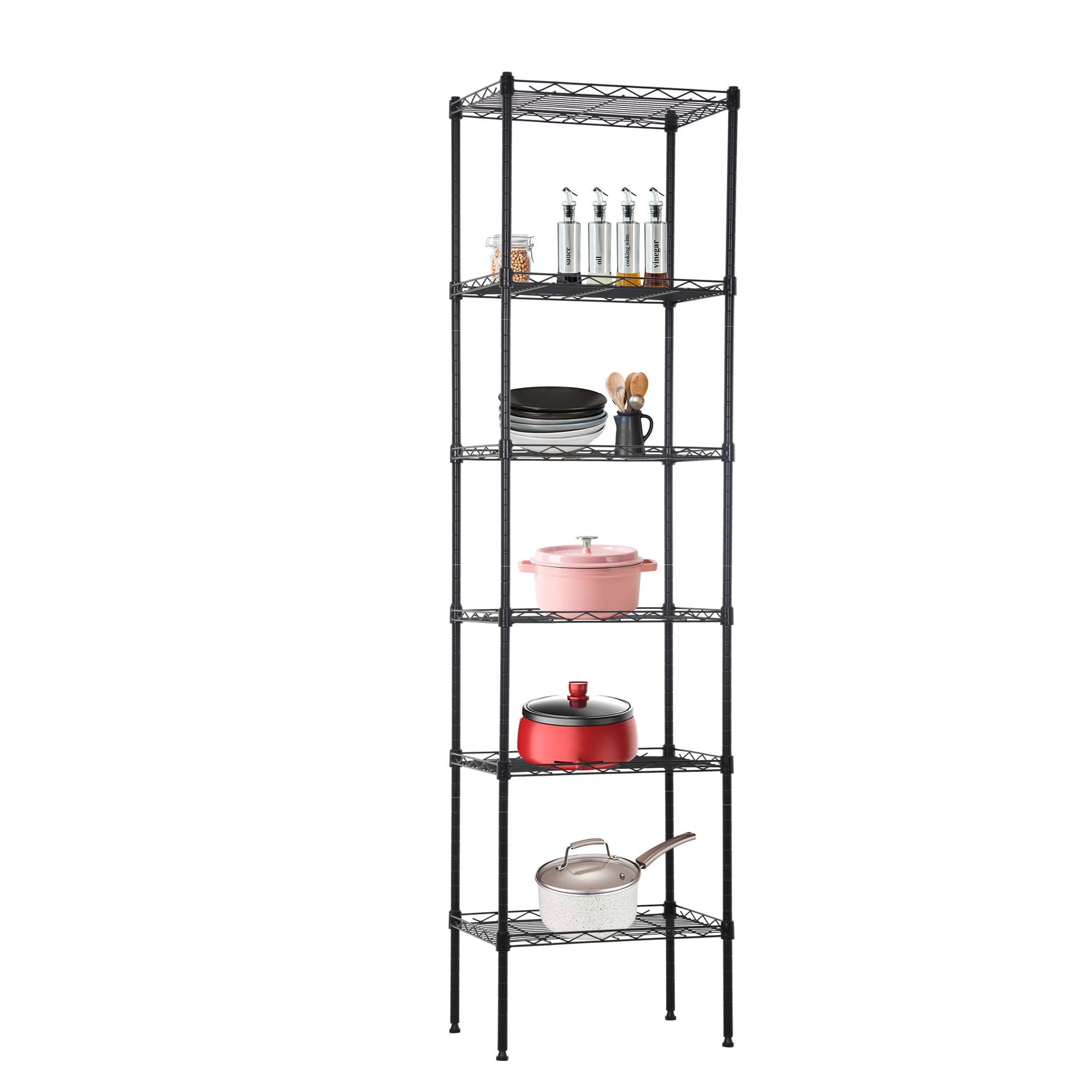 BestOffice | 4-Tier Wire Storage Shelves | 36x14x54 | Black | with Adjustable Racks | Heavy-Duty Metal Shelf, Holds Upto 1000 lbs | No-Tool Assembly | Ideal for Home & Garage Shelving