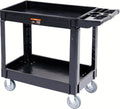 VEVOR Utility Service Cart, 2 Shelf 550LBS Heavy Duty Plastic Rolling Utility Cart, Medium Lipped Shelf, 360° Swivel Wheels, Ergonomic Storage Handle for Warehouse Garage, Black