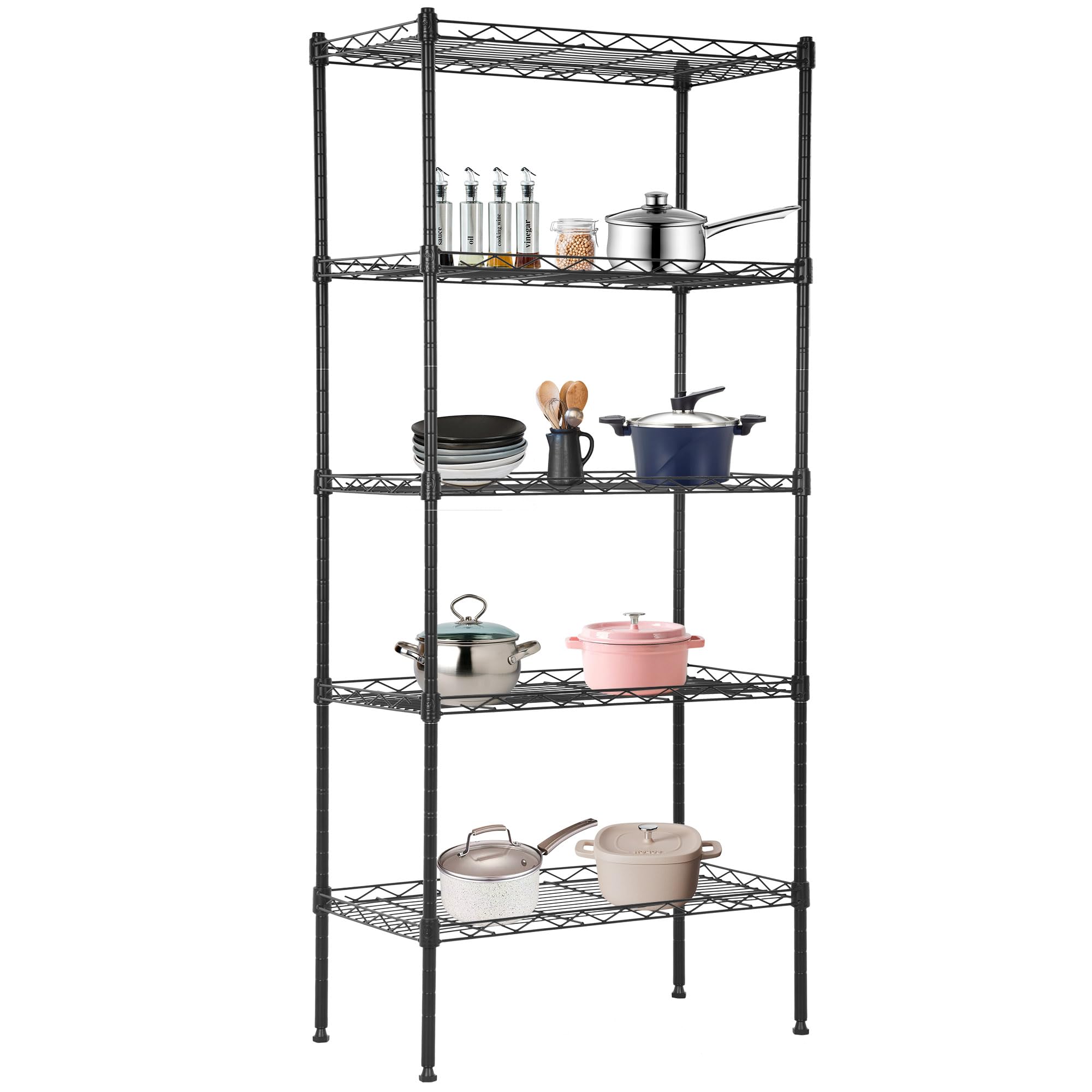 BestOffice | 4-Tier Wire Storage Shelves | 36x14x54 | Chrome | with Adjustable Racks | Heavy-Duty Metal Shelf, Holds Upto 1000 lbs | No-Tool Assembly | Ideal for Home & Garage Shelving