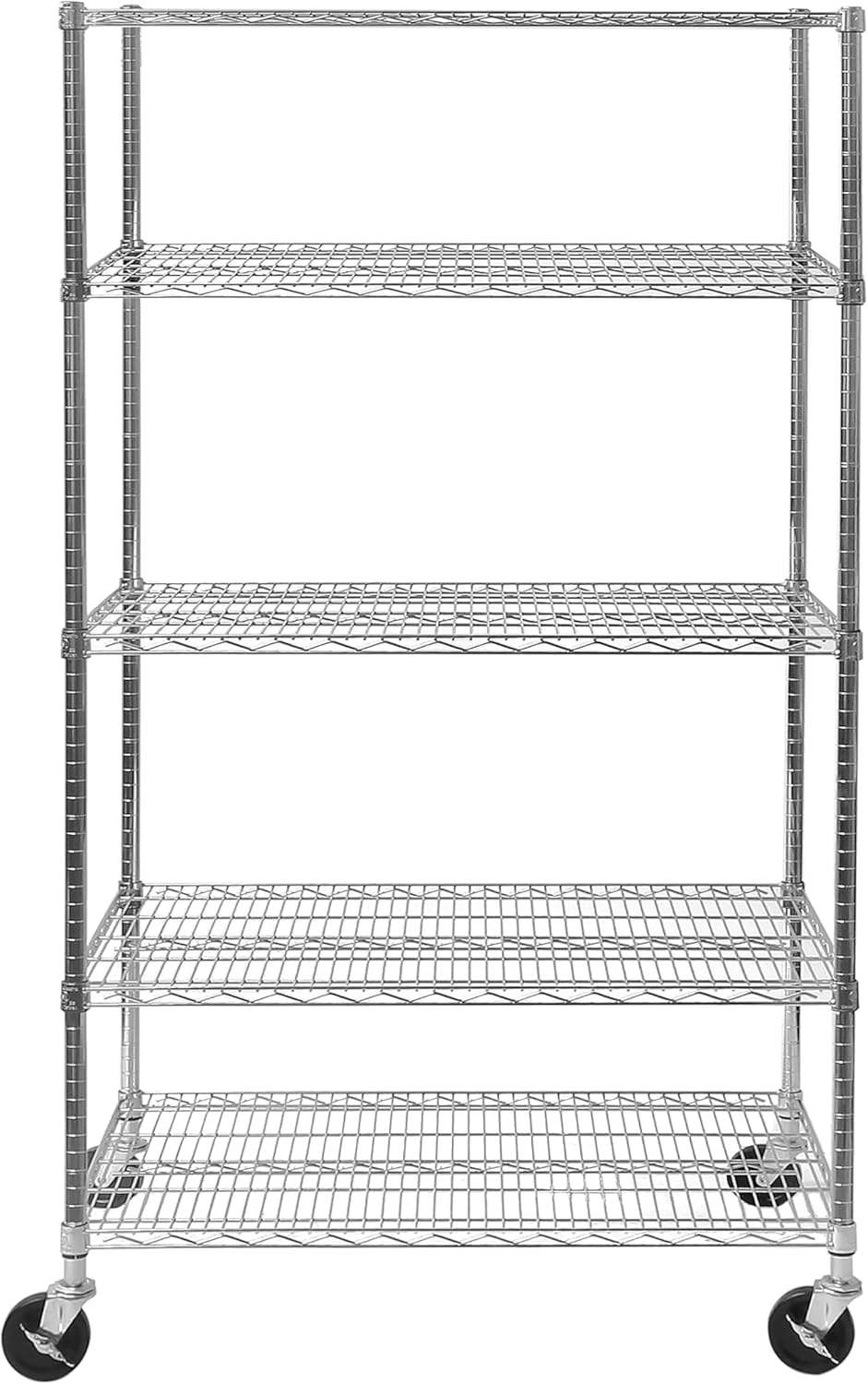 Seville Classics UltraDurable Heavy Duty NSF Solid Steel Wire Rack Storage Unit Organizer for Garage, Warehouse, Office, Restaurant, Classroom, Kitchen, 5-Tier Shelving, 48" W x 18" D