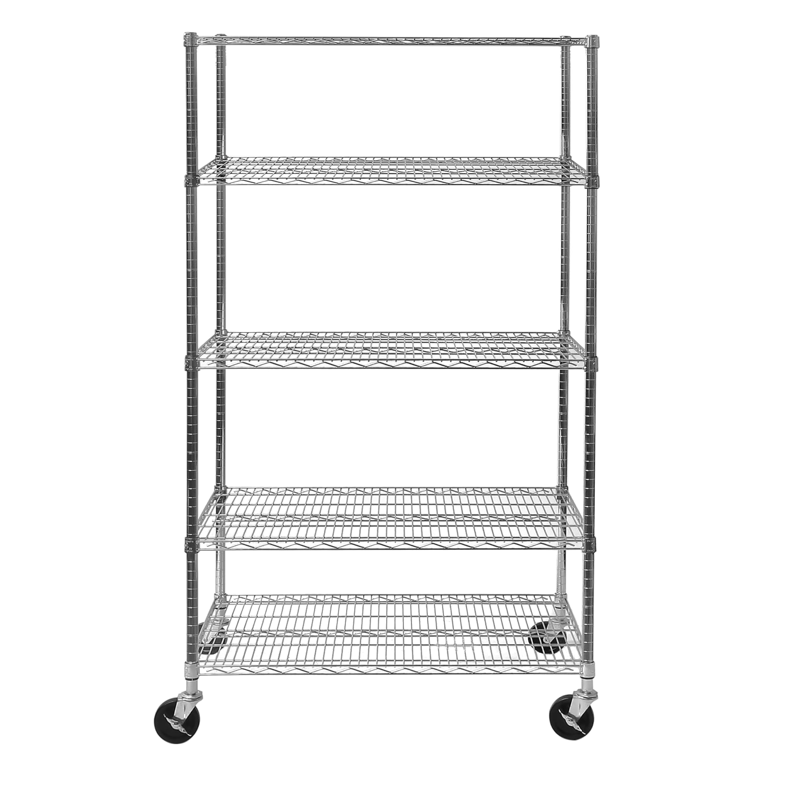 Seville Classics UltraDurable Heavy Duty NSF Solid Steel Wire Rack Storage Unit Organizer for Garage, Warehouse, Office, Restaurant, Classroom, Kitchen, 5-Tier Shelving, 48" W x 18" D