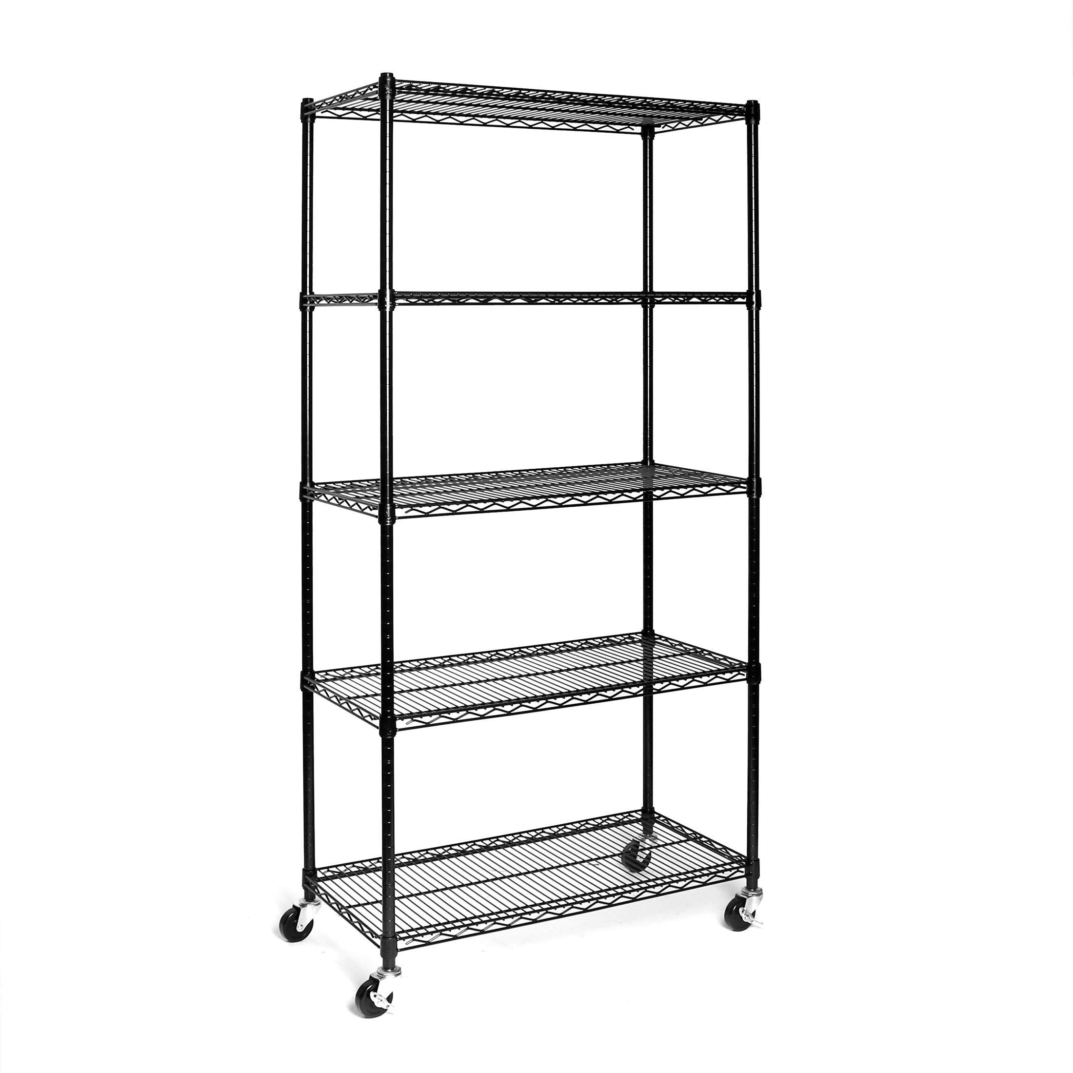 Seville Classics UltraDurable Heavy Duty NSF Solid Steel Wire Rack Storage Unit Organizer for Garage, Warehouse, Office, Restaurant, Classroom, Kitchen, 5-Tier Shelving, 48" W x 18" D