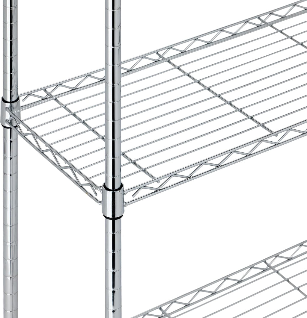 Amazon Basics 5-Shelf Adjustable Heavy Duty Steel Wire Rack, Space Saving Storage Shelving Organizer for Kitchen, Garage, No-Tool Assembly, 350 lbs Weight Capacity, 36" x 14" x 72", Chrome