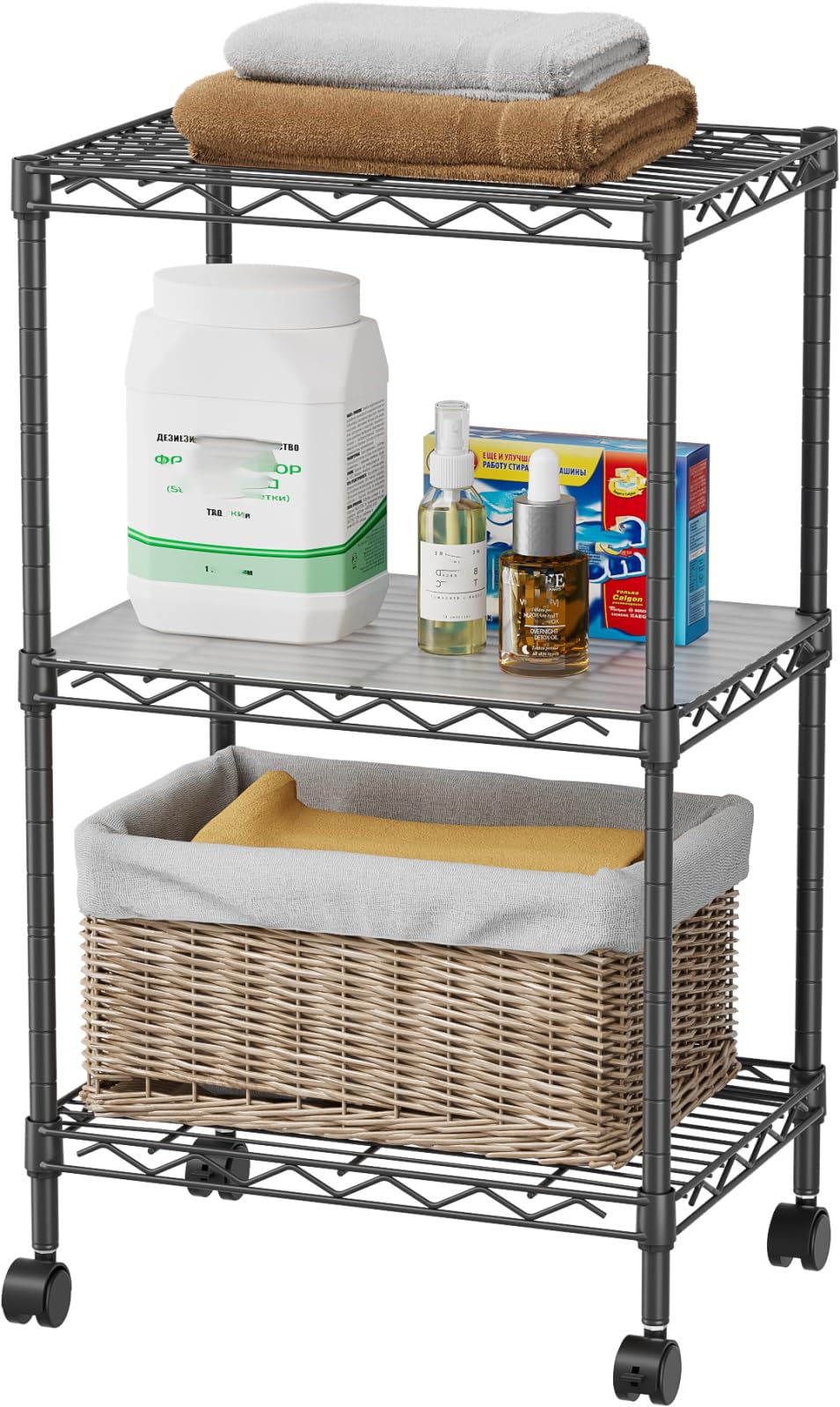 SINGAYE 4 Shelves Adjustable Shelf Heavy Duty Shelves 1400LBS Wire Storage Shelving Metal Organizer Wire Rack Black 18" D X 46" W X 59" H