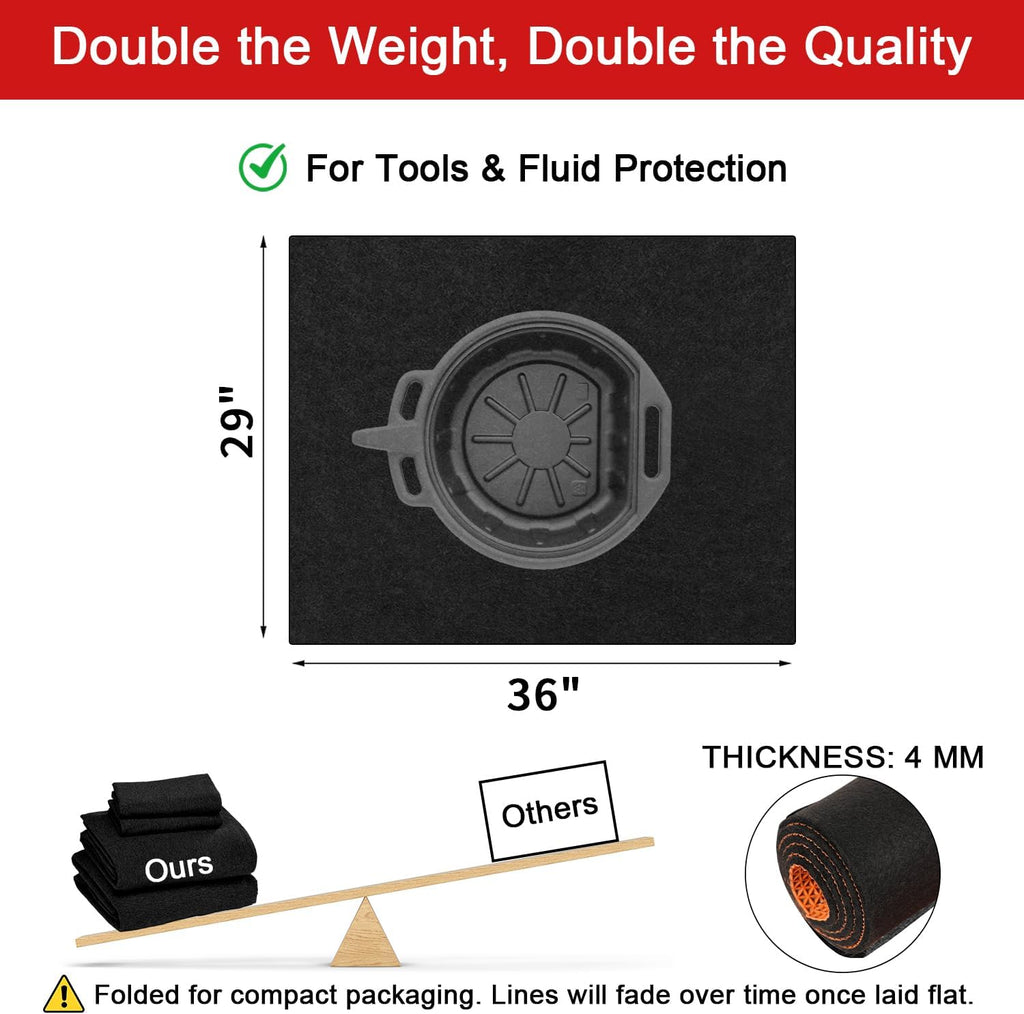 Golener Oil Spill Mat - Garage Floor Mat, Absorbent Oil Pad, Premium Maintenance Mat, Waterproof, Contain Liquid, Protect Floor from Spill & Stain, Reusable, Washable, Durable, 29”x36”, Black/Orange