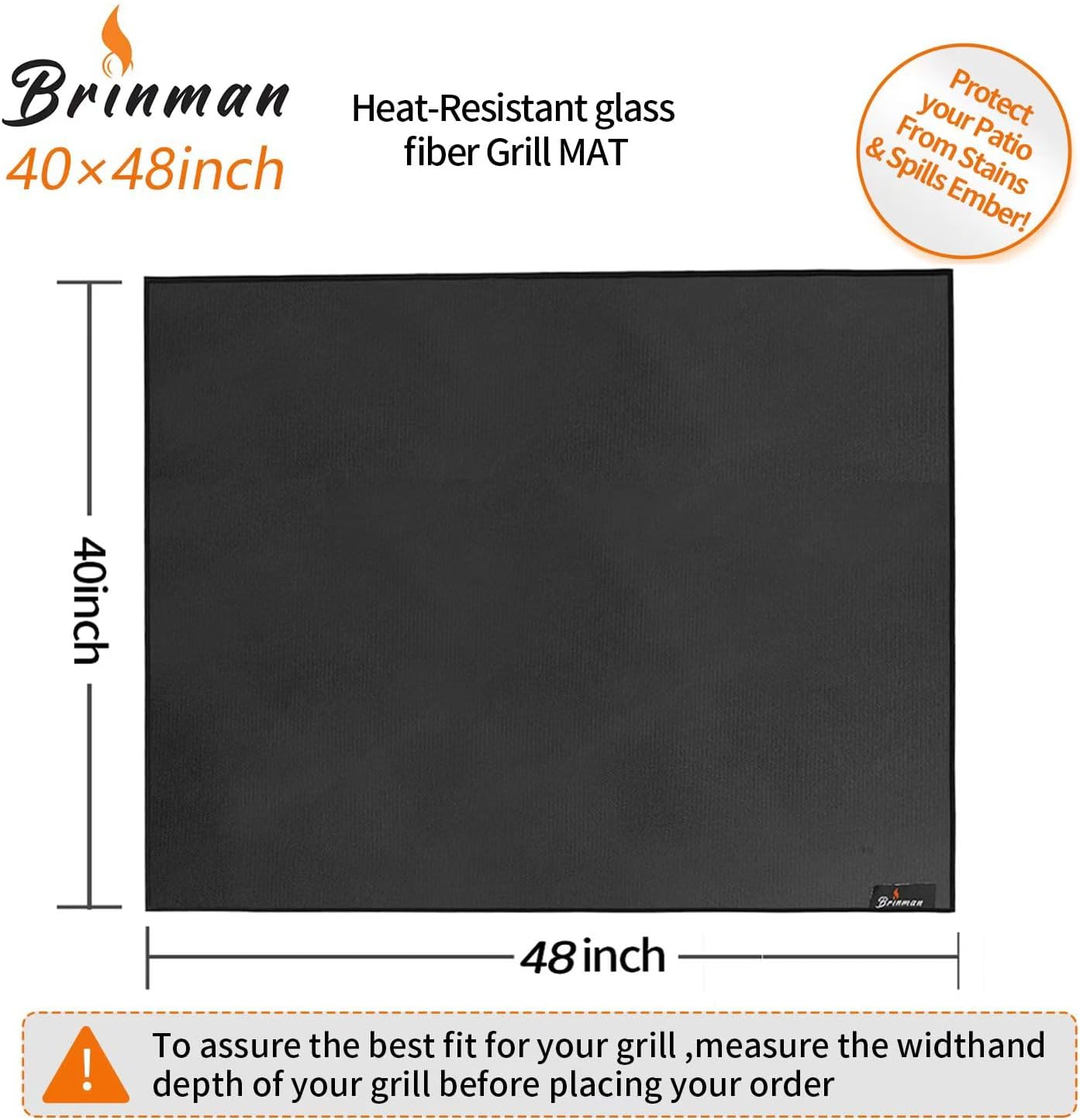 Under Grill Mats for Outdoor Grill - 48x40 Inch BBQ Mat for under Barbecue - Double-Sided Fireproof Patio & Deck Protector Mat - Fire Pit Mat -Oil-Proof Grill Floor Pads - Stove Mat Patio Accessories