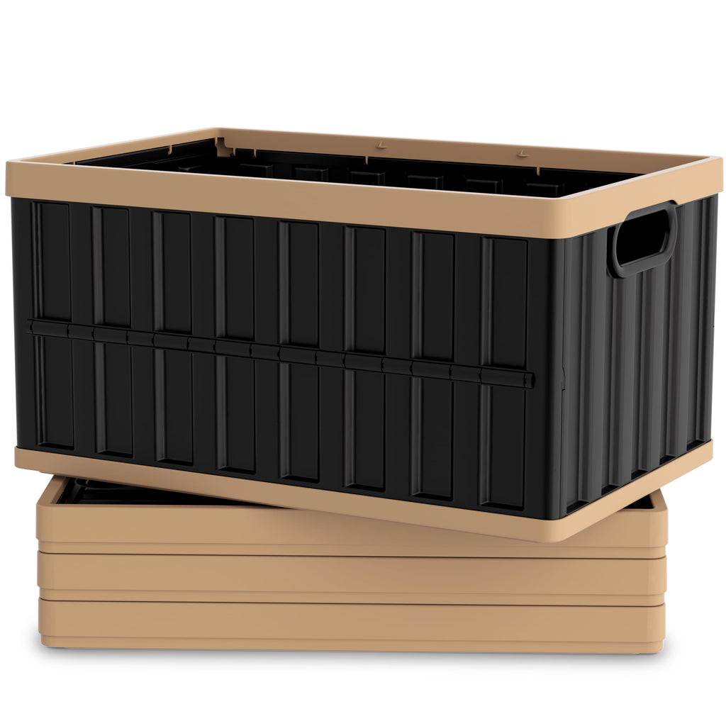 Citylife 64L Collapsible Storage Bins with Lids Plastic Storage Containers for Organizing Stackable Storage Box Large Heavy Duty Utility Crates, 2 Packs