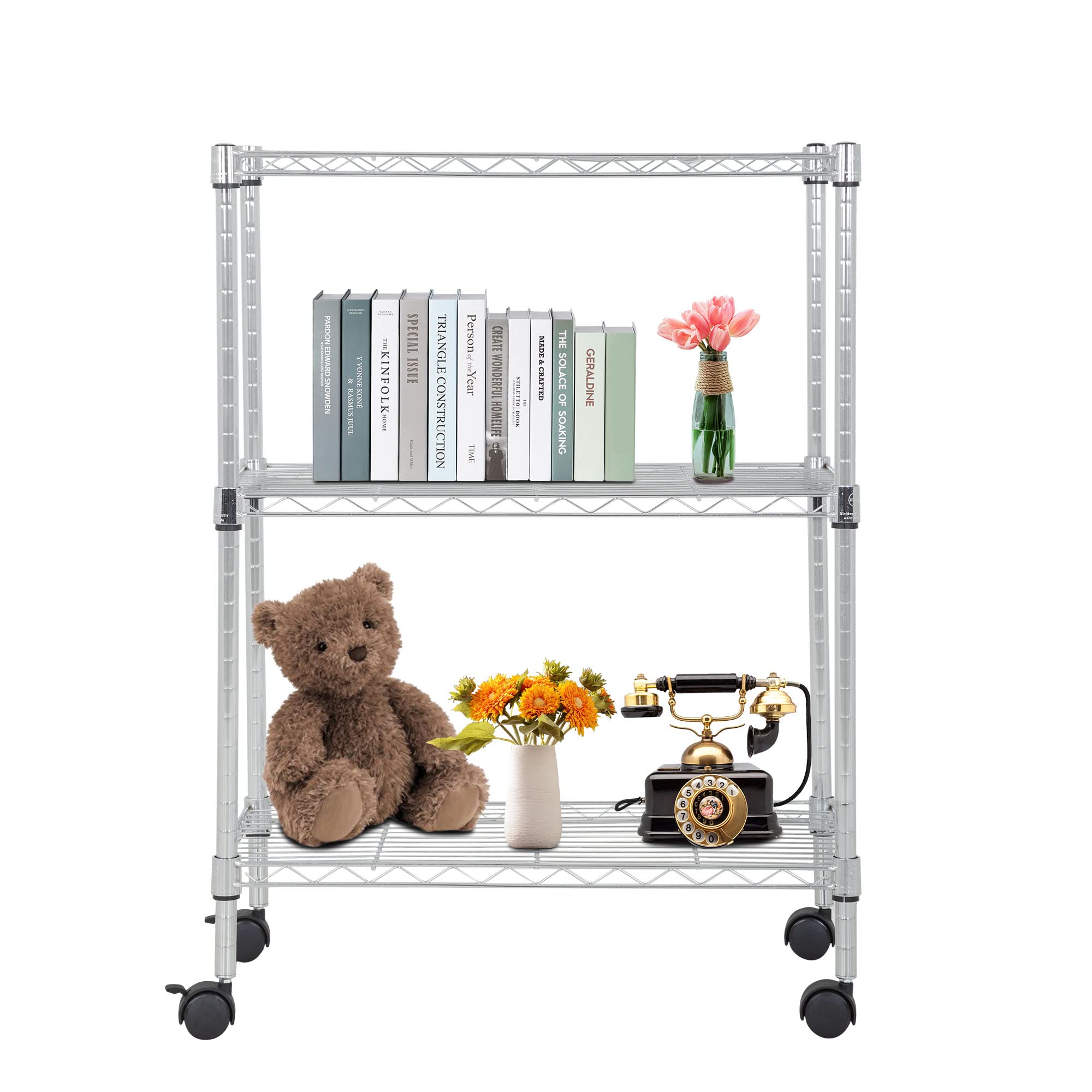 BestOffice | 4-Tier Wire Storage Shelves | 36x14x54 | Chrome | with Adjustable Racks | Heavy-Duty Metal Shelf, Holds Upto 1000 lbs | No-Tool Assembly | Ideal for Home & Garage Shelving