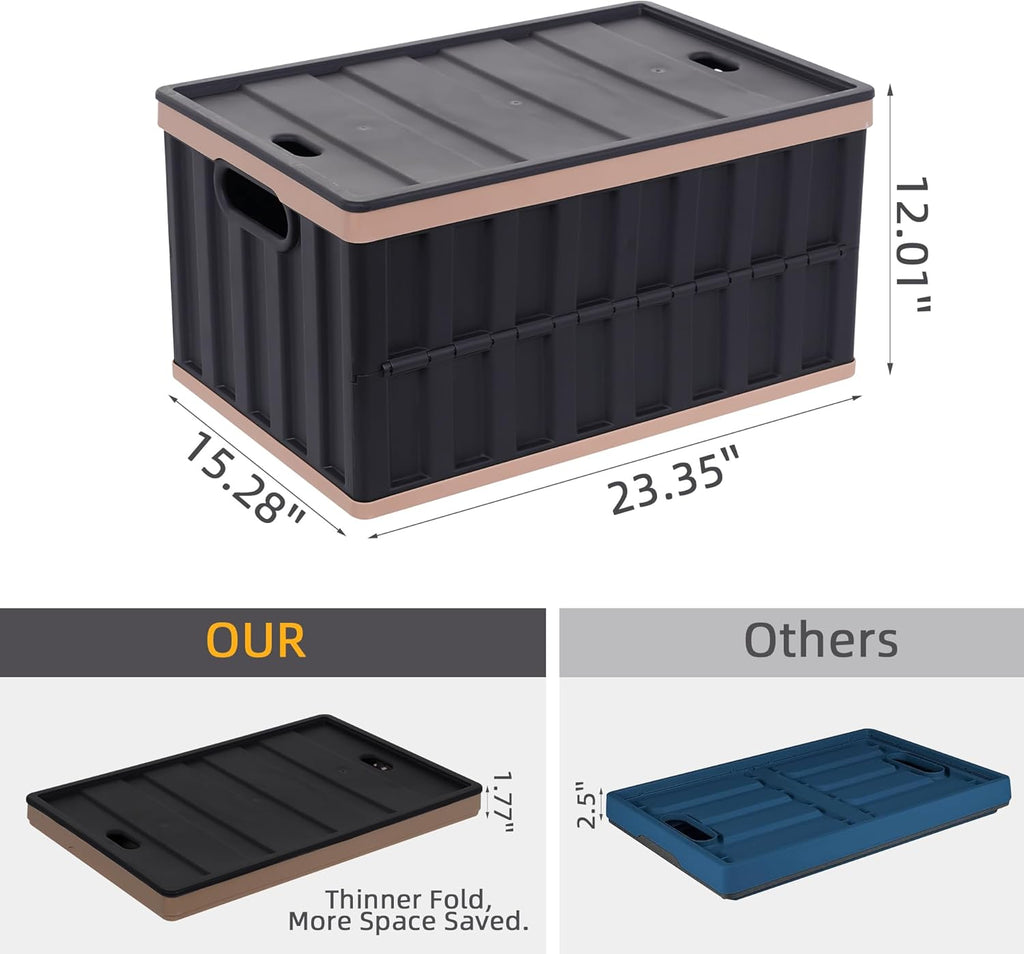 Citylife 64L Collapsible Storage Bins with Lids Plastic Storage Containers for Organizing Stackable Storage Box Large Heavy Duty Utility Crates, 2 Packs