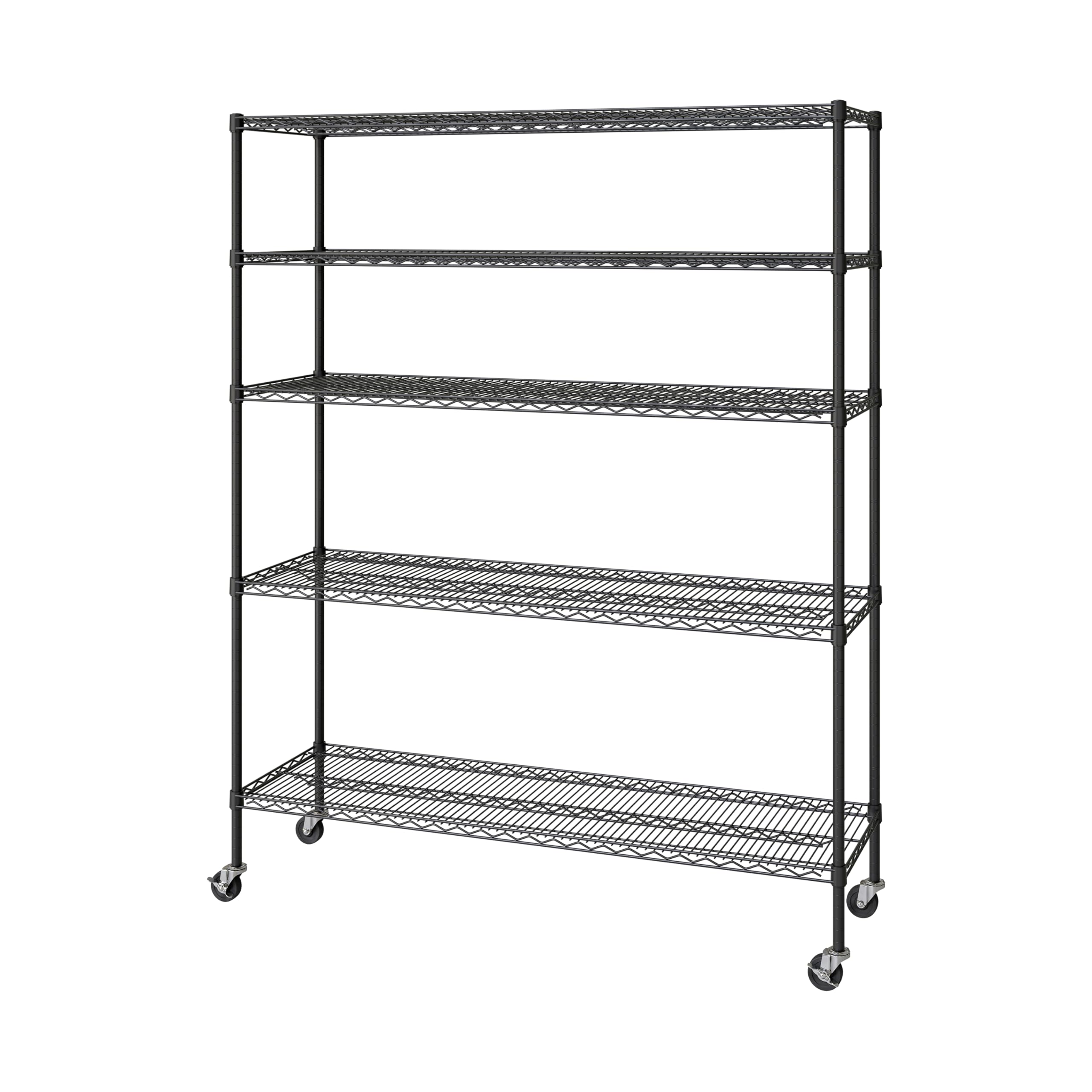 Seville Classics UltraDurable Heavy Duty NSF Solid Steel Wire Rack Storage Unit Organizer for Garage, Warehouse, Office, Restaurant, Classroom, Kitchen, 5-Tier Shelving, 48" W x 18" D