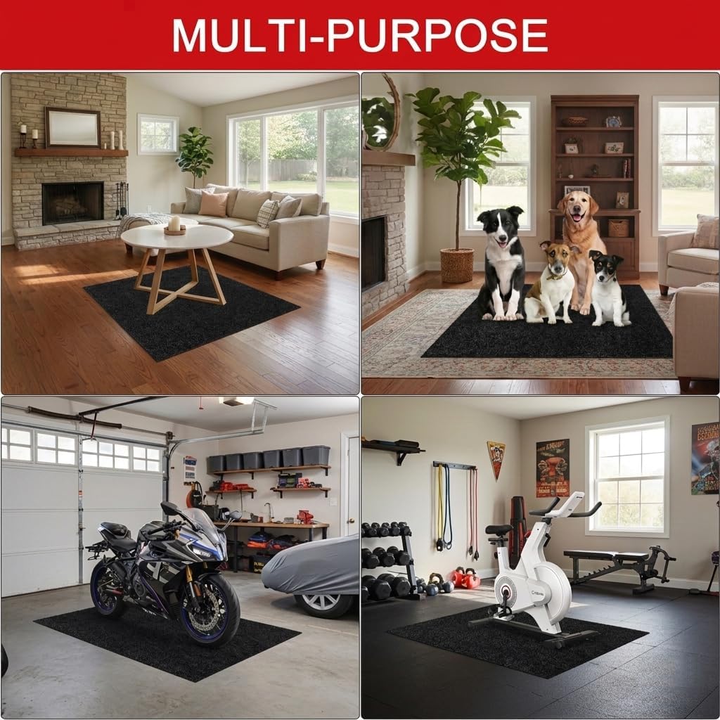 Golener Oil Spill Mat - 64”x32” Garage Floor Mat for Under Car, Rubber Floor Mats, Absorbent Oil Mat, Protect Floor from Spills & Stains, Waterproof, Reusable, Washable, Durable, Heavy Duty, Black