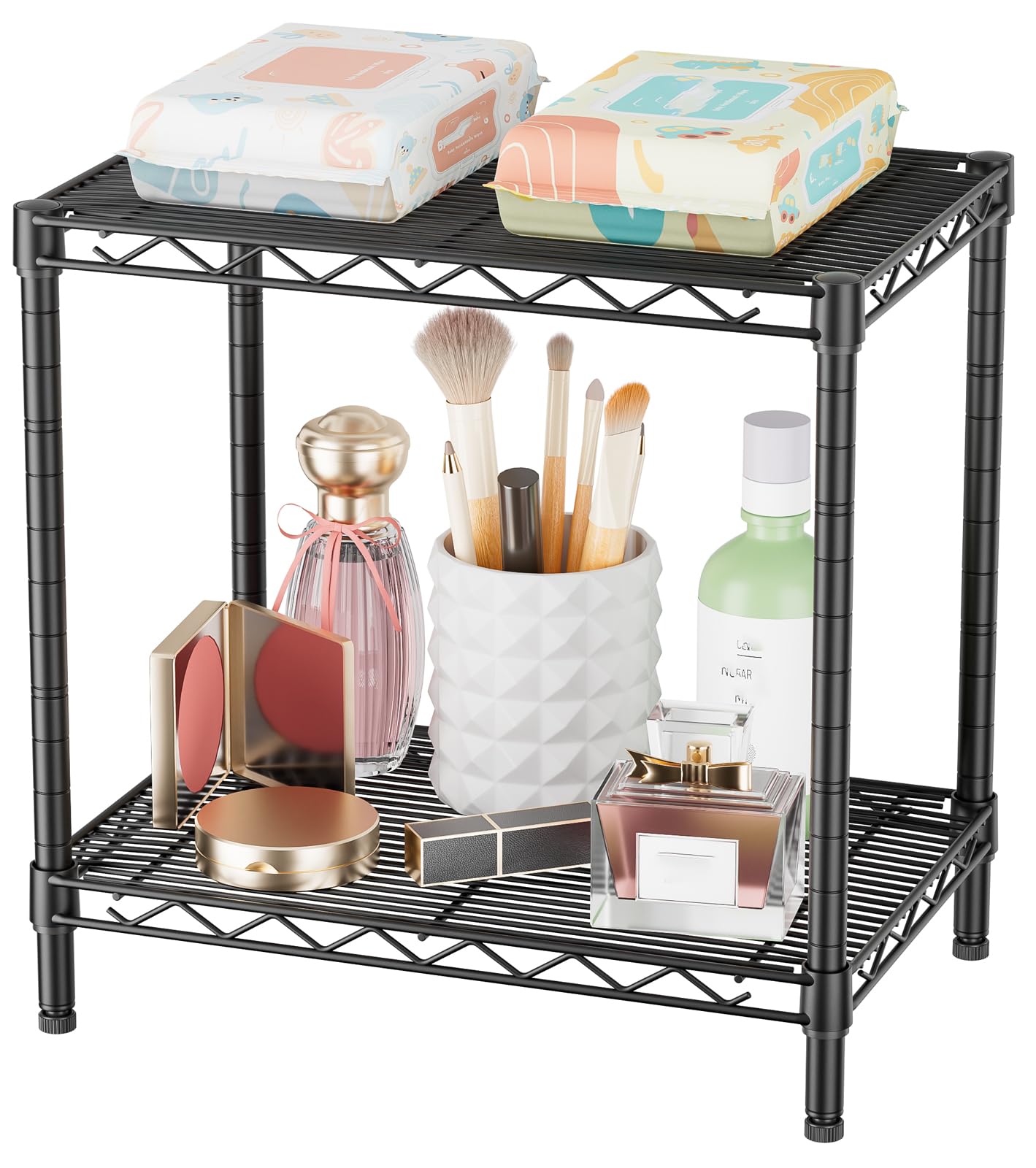 SINGAYE 4 Shelves Adjustable Shelf Heavy Duty Shelves 1400LBS Wire Storage Shelving Metal Organizer Wire Rack Black 18" D X 46" W X 59" H