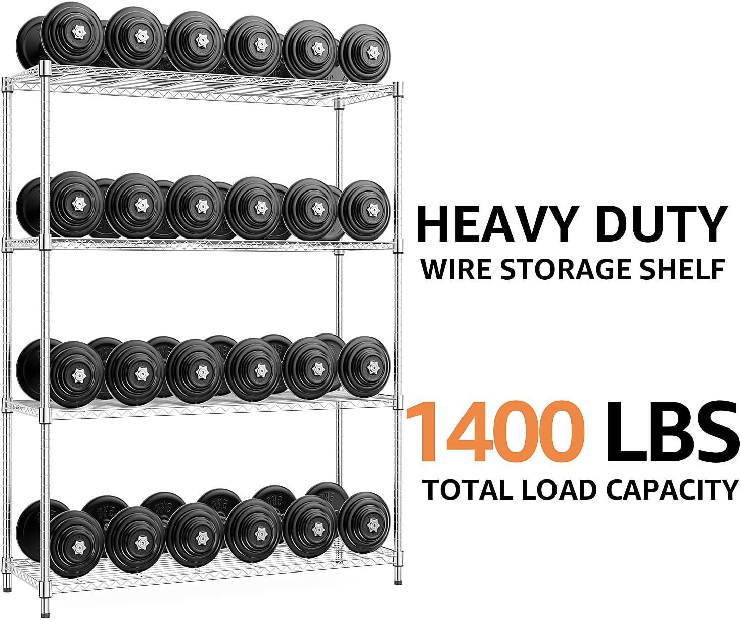 M MZG 5-Shelf Storage Shelves,Wire Shelving Heavy Duty Metal Storage Shelving Unit Adjustable Garage Shelving Rack Pantry Kitchen (Chrome, 4 Tier,15.8" D x 45.3" W x 59.4" H)