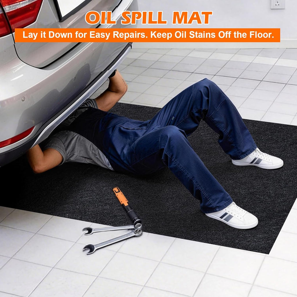 Grefinity Oil Spill Mat, 36" x 60" Oil Mat for Driveway, Under Car Pad for Garage Floor, Protects Against Oil, Chemicals & Stains with TPE Anti-Leak Backing, Reusable & Washable