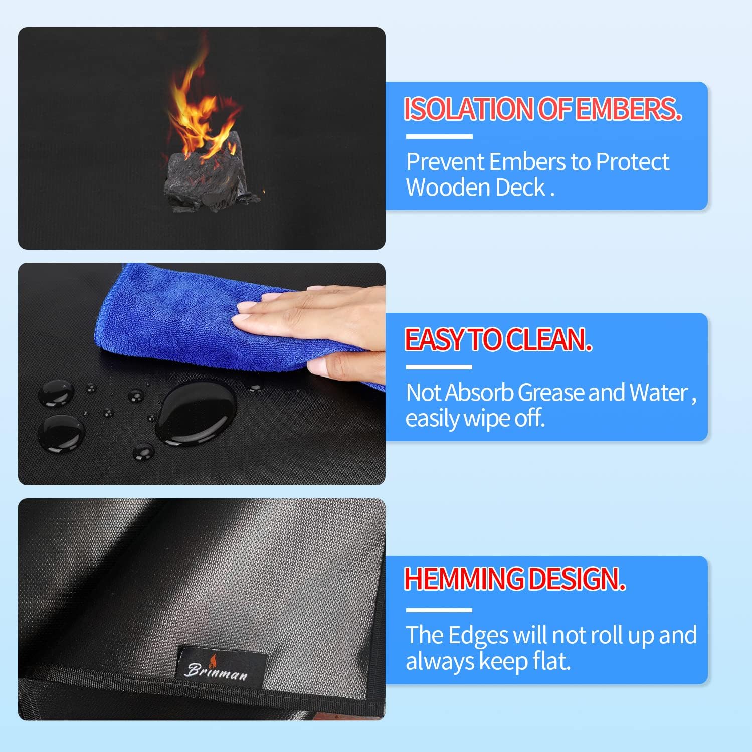 Under Grill Mats for Outdoor Grill - 48x40 Inch BBQ Mat for under Barbecue - Double-Sided Fireproof Patio & Deck Protector Mat - Fire Pit Mat -Oil-Proof Grill Floor Pads - Stove Mat Patio Accessories