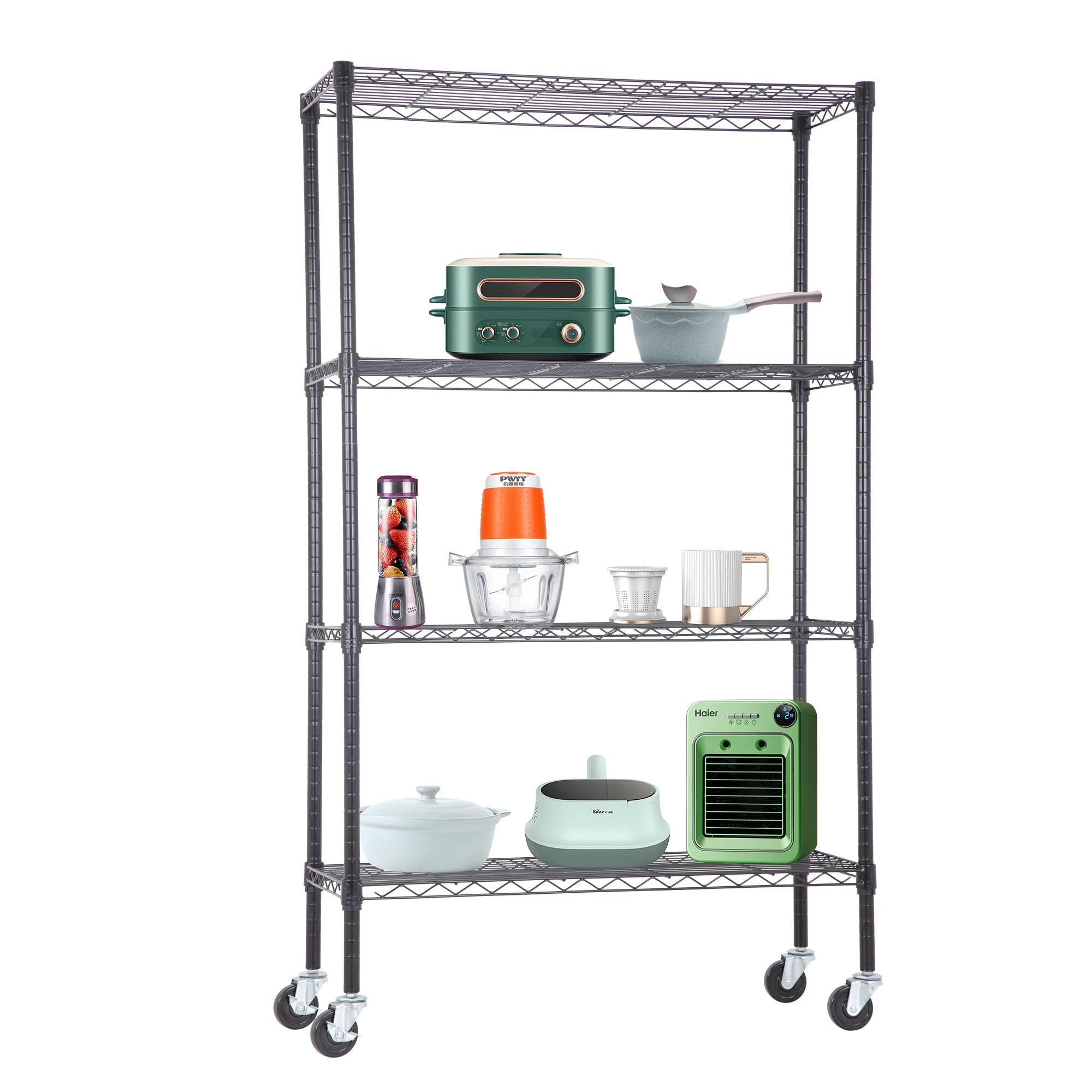 BestOffice | 4-Tier Wire Storage Shelves | 36x14x54 | Chrome | with Adjustable Racks | Heavy-Duty Metal Shelf, Holds Upto 1000 lbs | No-Tool Assembly | Ideal for Home & Garage Shelving