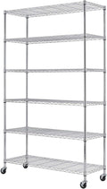 FDW 18x45x82 inch Wire Shelving Unit with Wheels Steel 6 Tier Heavy Duty Layer Rack Storage Metal Shelf Garage Organizer Wire Rack Shelving Adjustable Utility 2100 LBS Capacity,Chrome