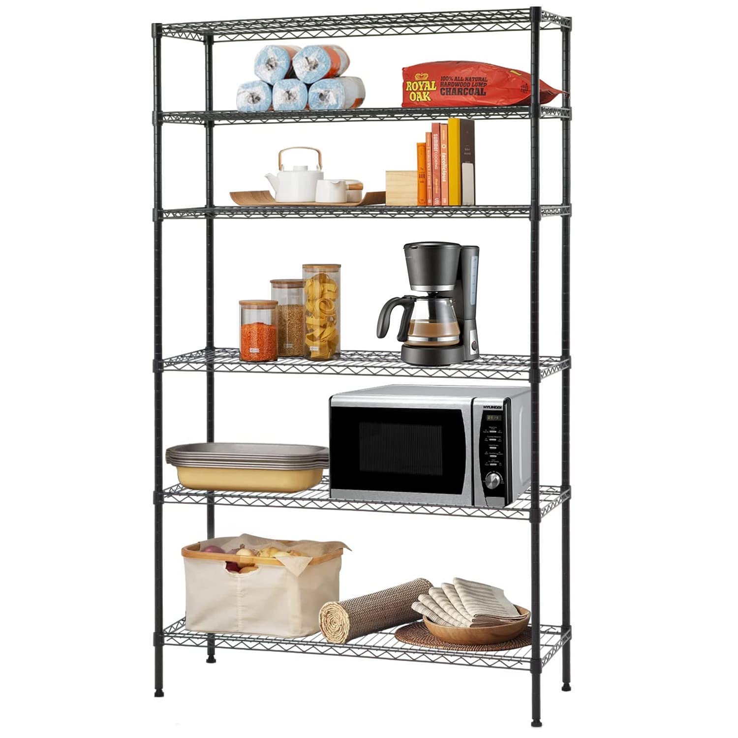 BestOffice | 4-Tier Wire Storage Shelves | 36x14x54 | Chrome | with Adjustable Racks | Heavy-Duty Metal Shelf, Holds Upto 1000 lbs | No-Tool Assembly | Ideal for Home & Garage Shelving