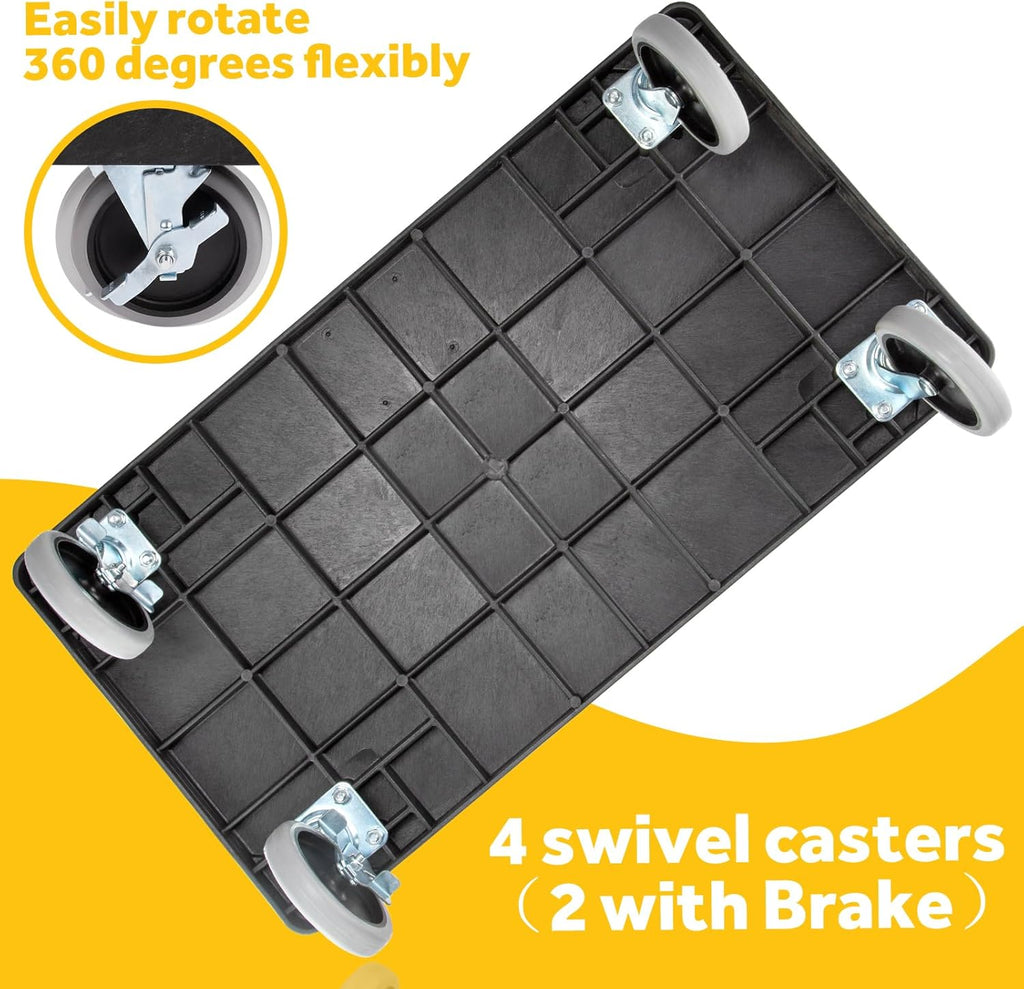 ELAFROS 3 Shelf Heavy Duty Utility Cart, 34" x 17" x 38.5", Rolling Work Cart with 4 Swivel Wheels, Deep Shelves, Safely Holds up to 550 lbs 3-Tier Service Tool Cart, Black