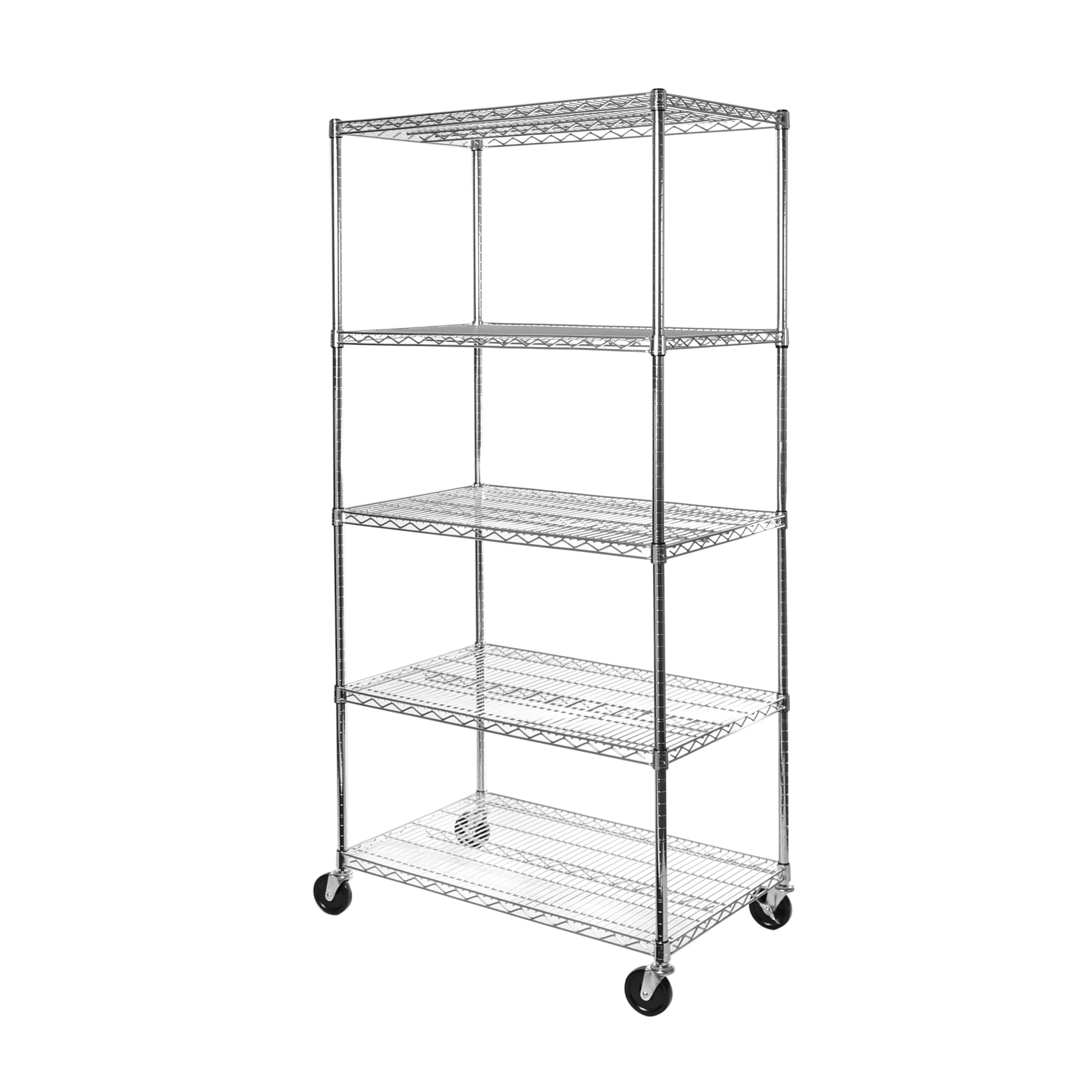 Seville Classics UltraDurable Heavy Duty NSF Solid Steel Wire Rack Storage Unit, Organizer for Garage, Warehouse, Office, Restaurant, Classroom, Kitchen, Steel, 5-Tier Shelving, 36" W x 18" D